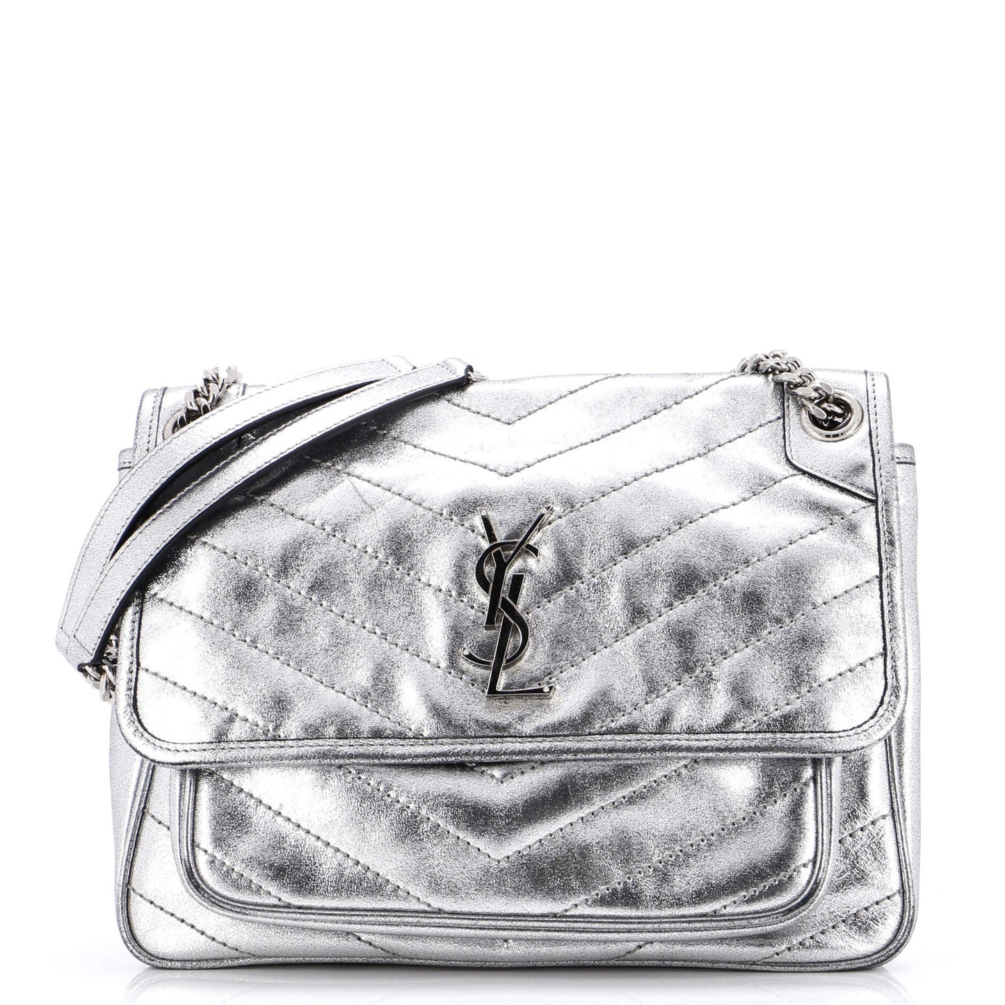 Saint Laurent Niki Chain Flap Bag Leather Medium