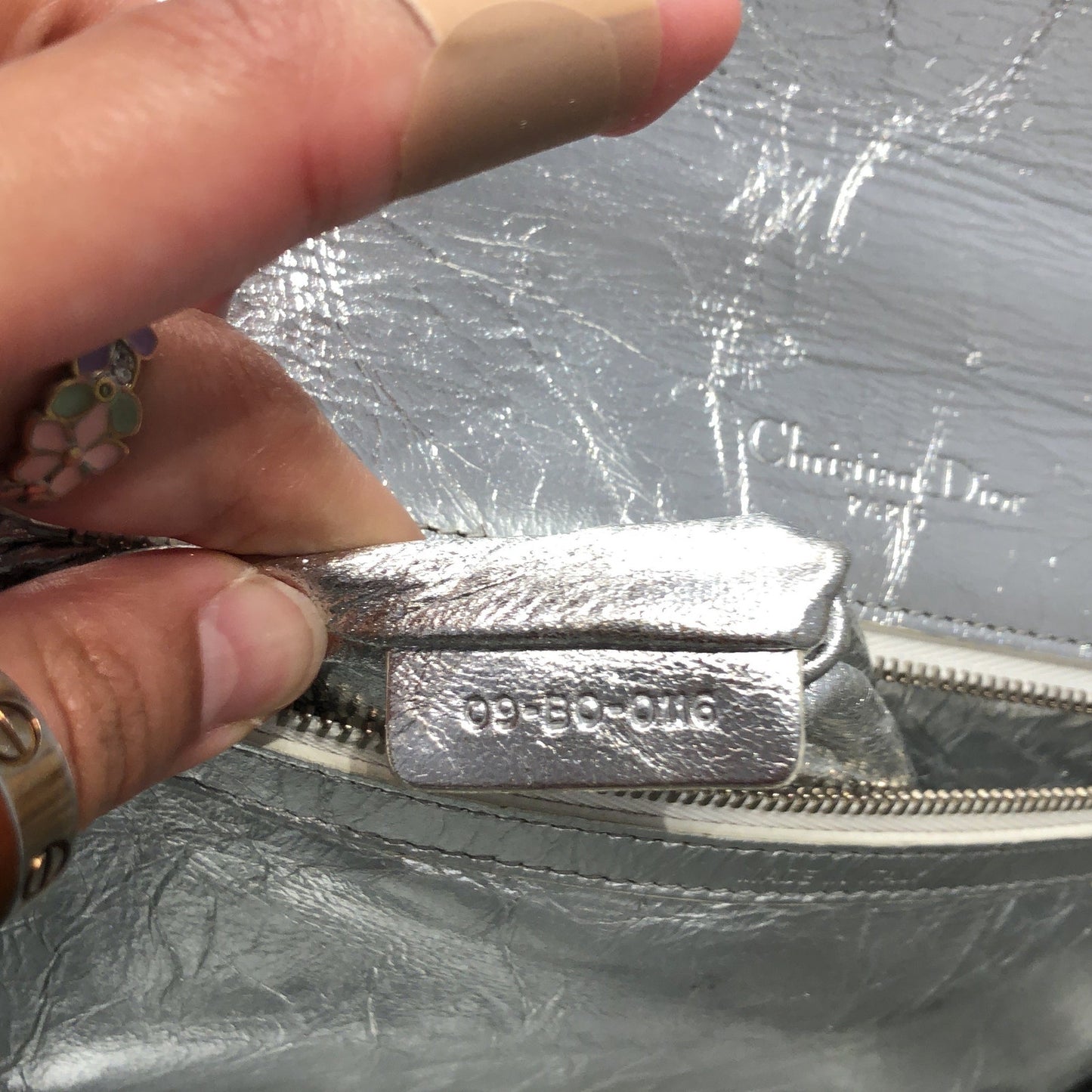 Christian Dior Diorama Clasp Flap Bag Crinkled Lambskin Small