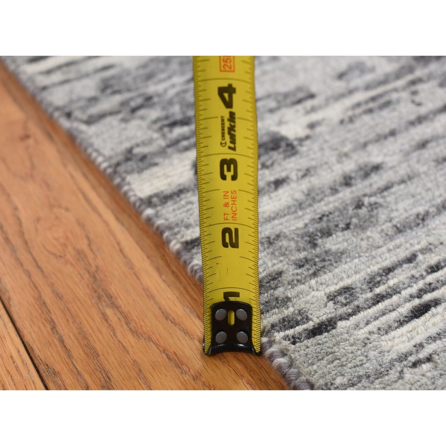2'6"X17'10" Gray Undyed Natural Wool Modern Xl Runner Hand Knotted Rug