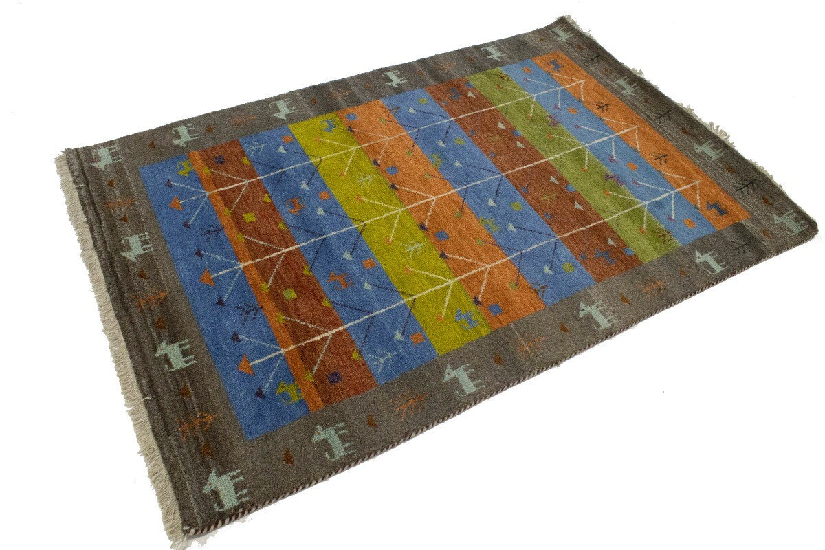 Modern Multicolored Pictorial Tribal Gabbeh Rug