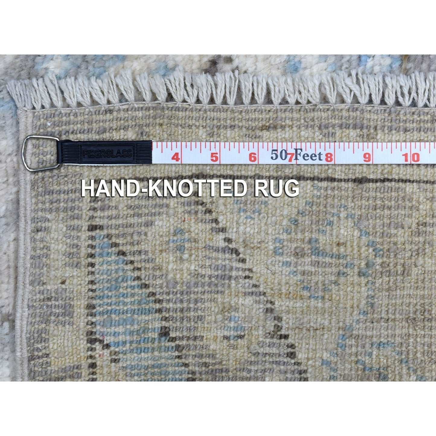4'X11'7" Gray Anatolian Village Inspired Hand Knotted Wool Runner Rug