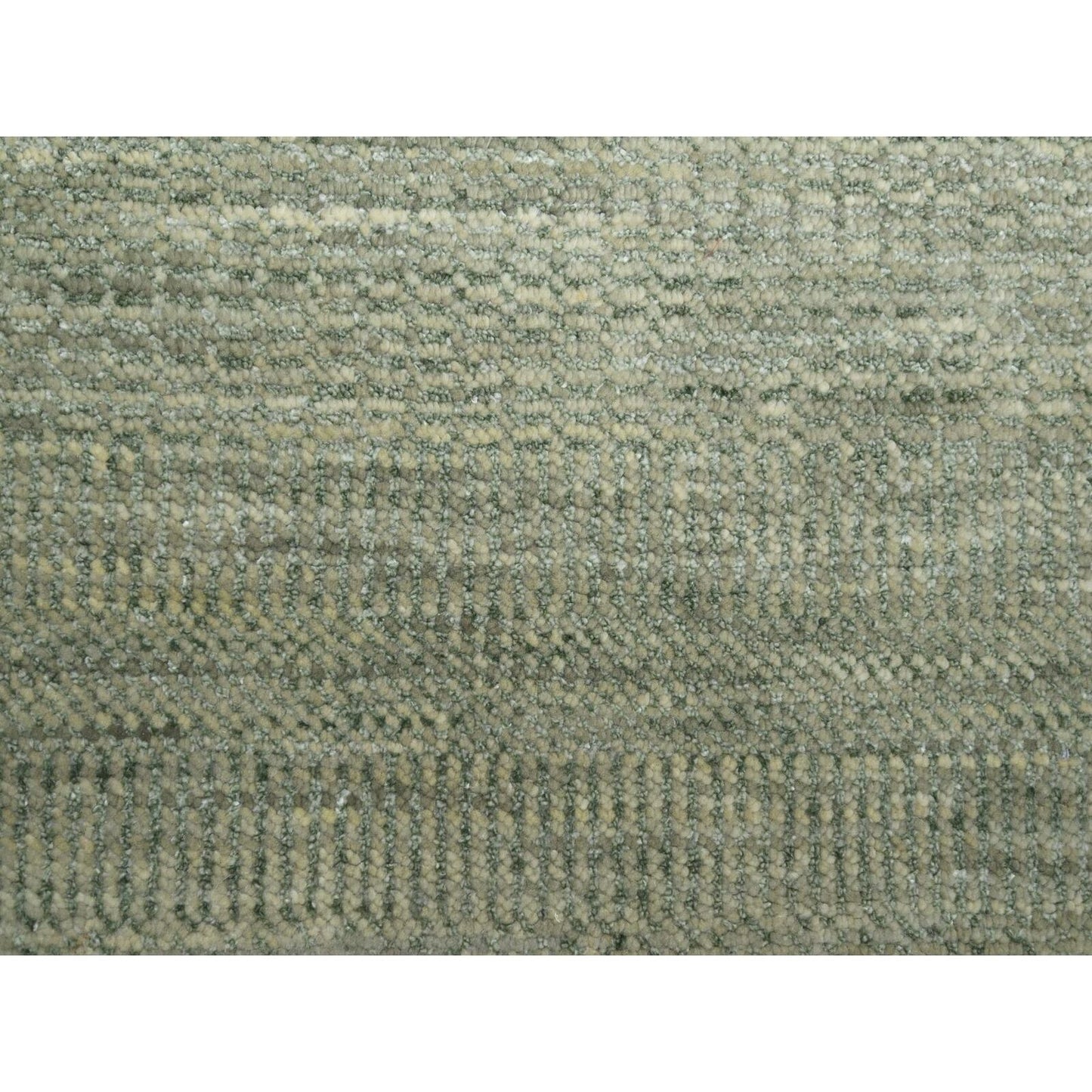 10'2"X14' Seneca Gray Hand Knotted Modern Grass Design Wool And Silk Rug