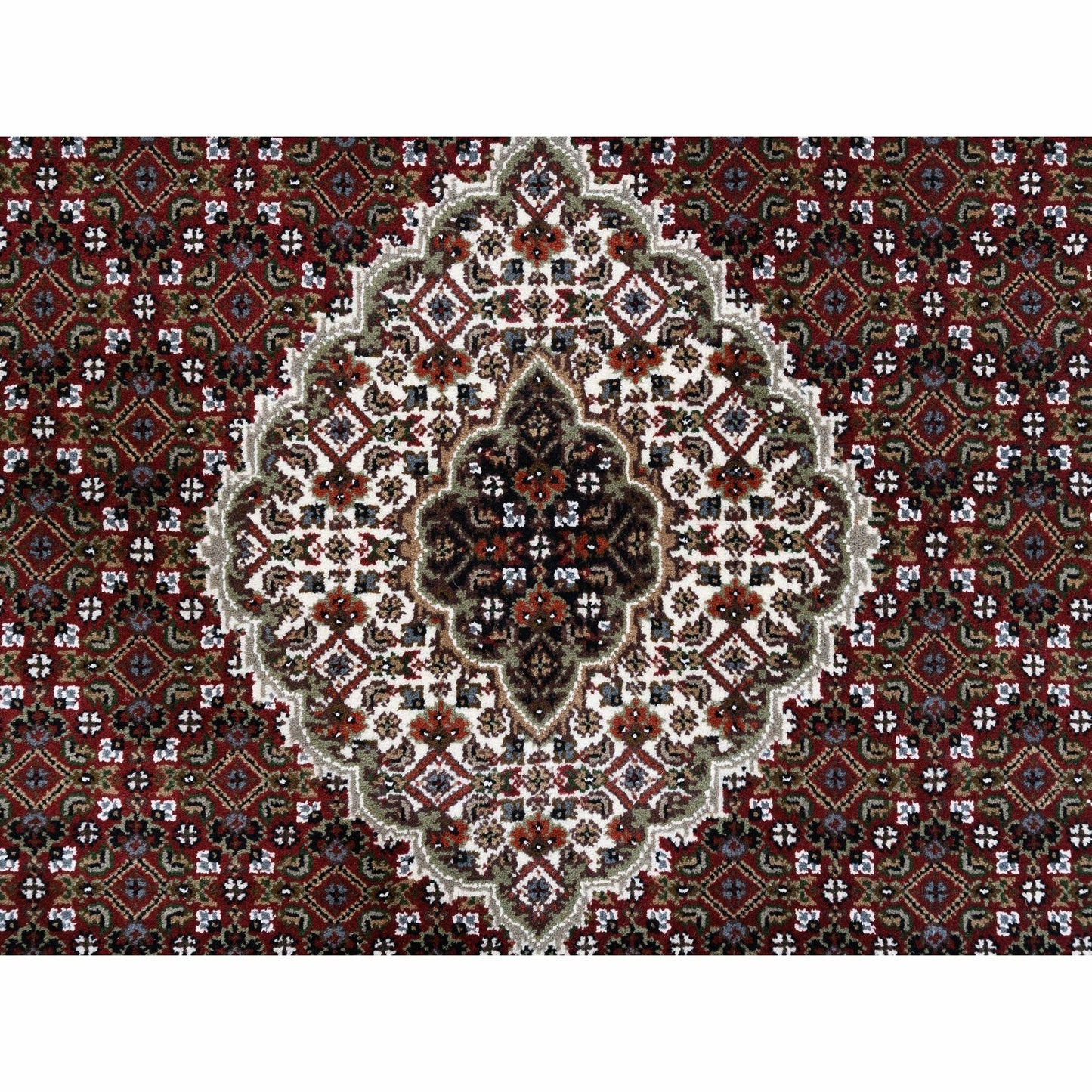 4'1"X16' Red Tebraz Mahi Wool And Silk Hand Knotted Wide Xl Runner Rug