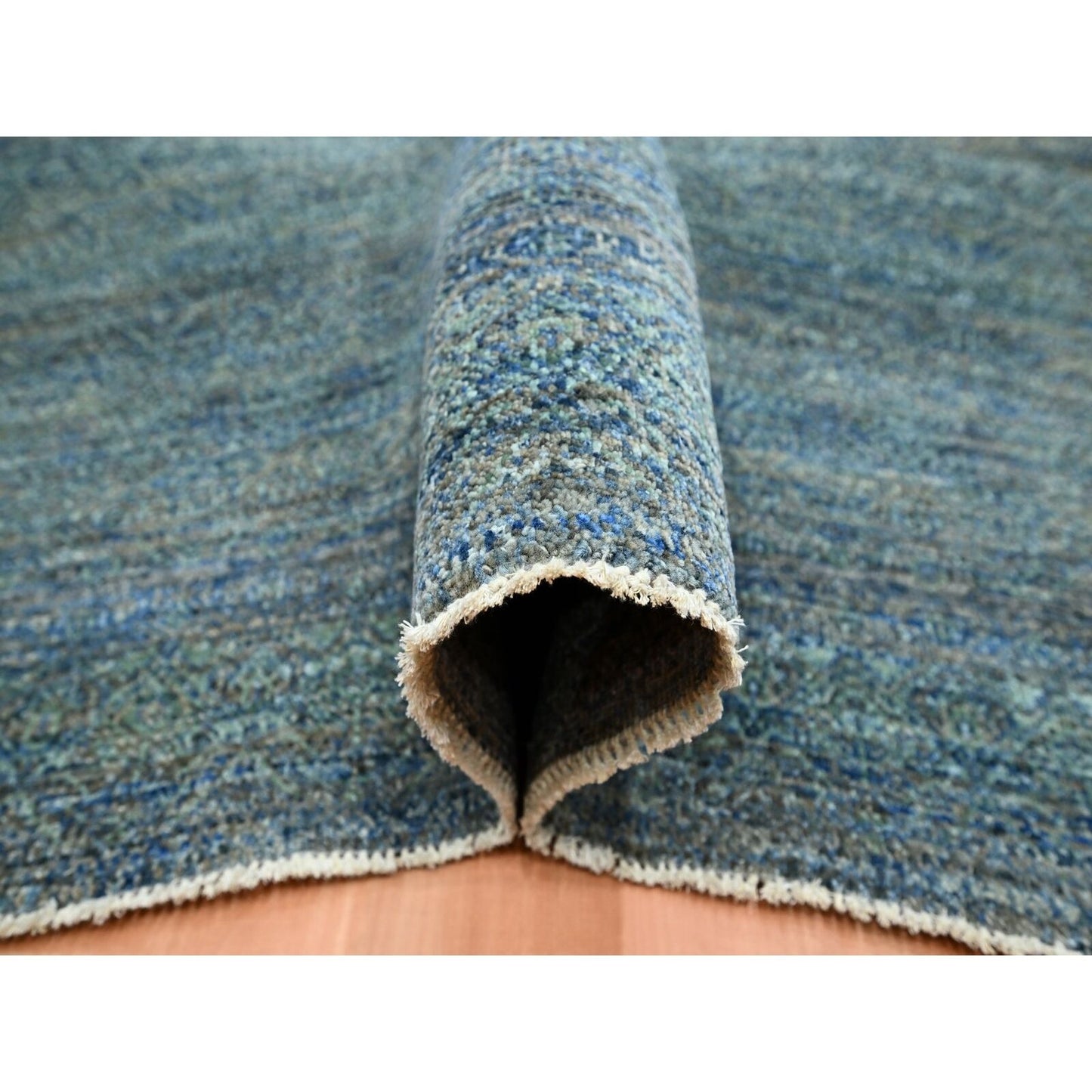 10'1"X14' Imperial Blue Kohinoor Small Design Hand Knotted Pure Wool Rug