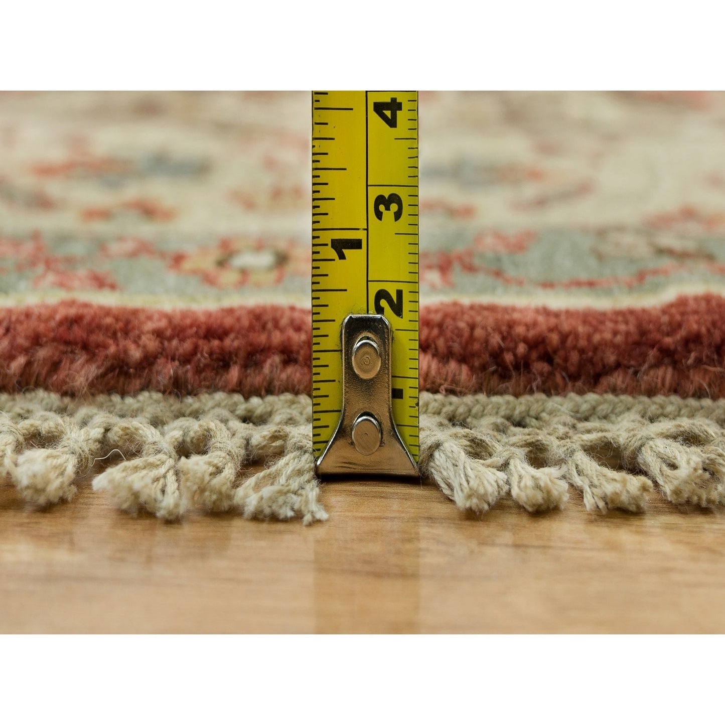 10'X10' Rufous Red Hand Knotted Tebraz Antique Wool Round Oriental Rug
