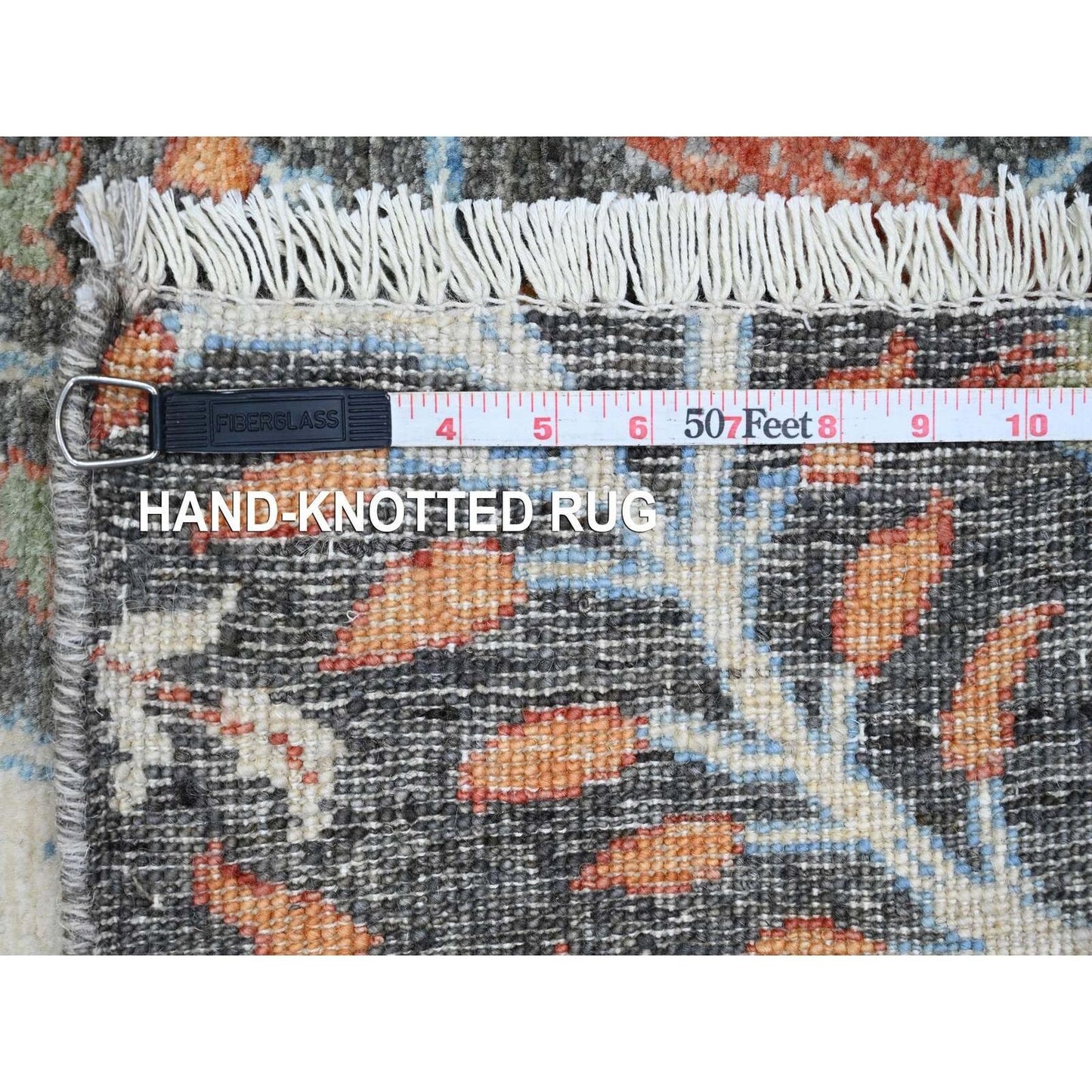 2'7"X23'7" Gray Afghan Peshawar Birds Design Hand Knotted Wool Runner Rug