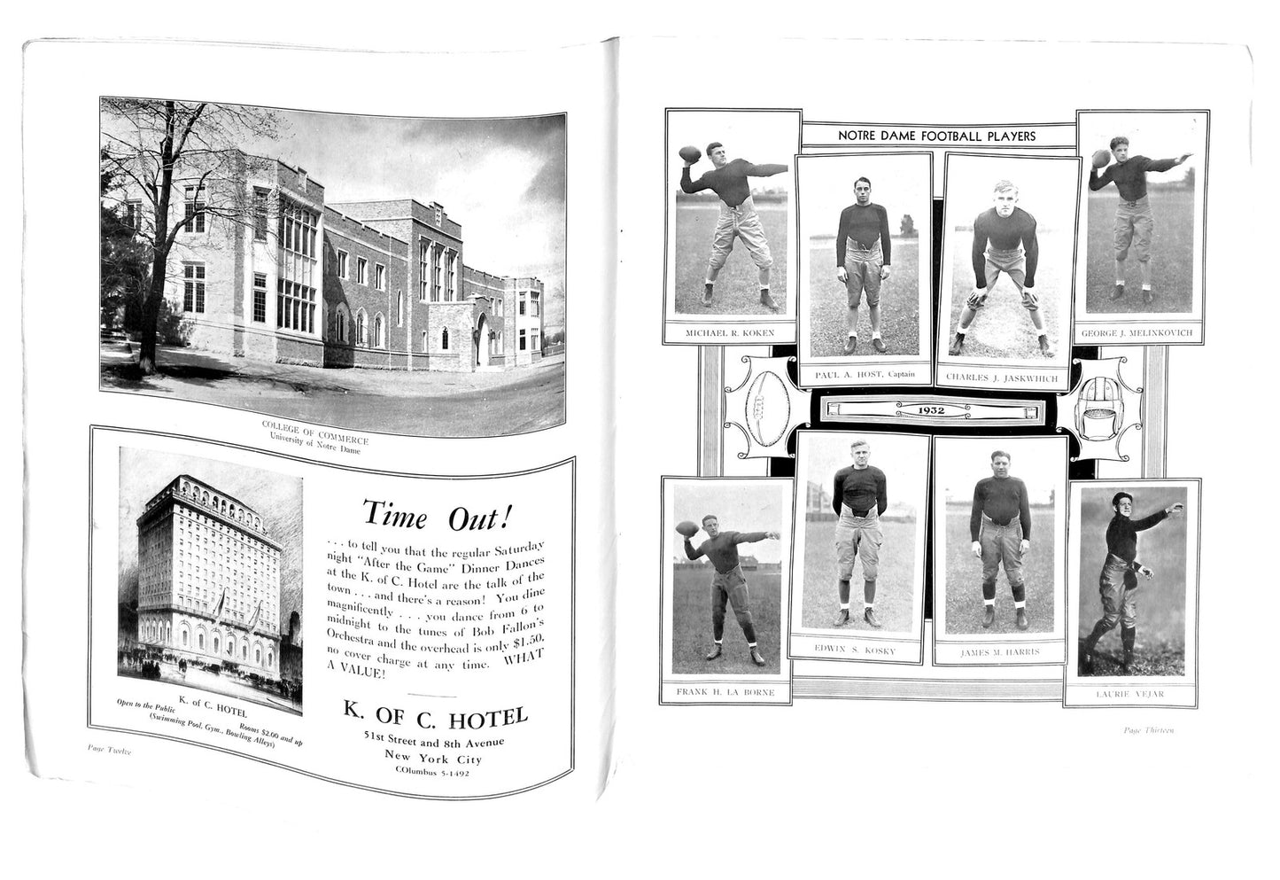 11/26/1932 Army Vs. Notre Dame College Program