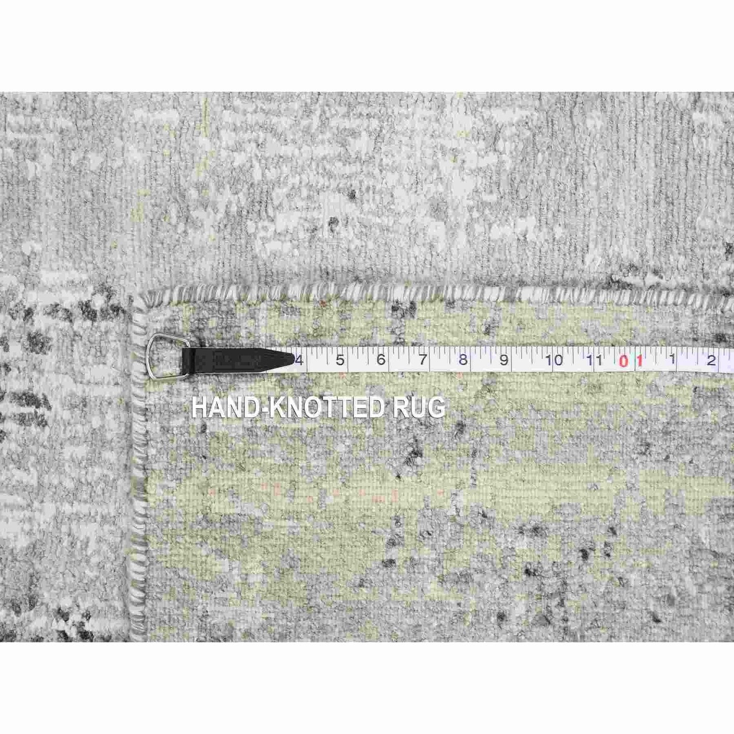 2'6"X10'1" Gray Modern Hand Spun Natural Wool Hand Knotted Runner Rug