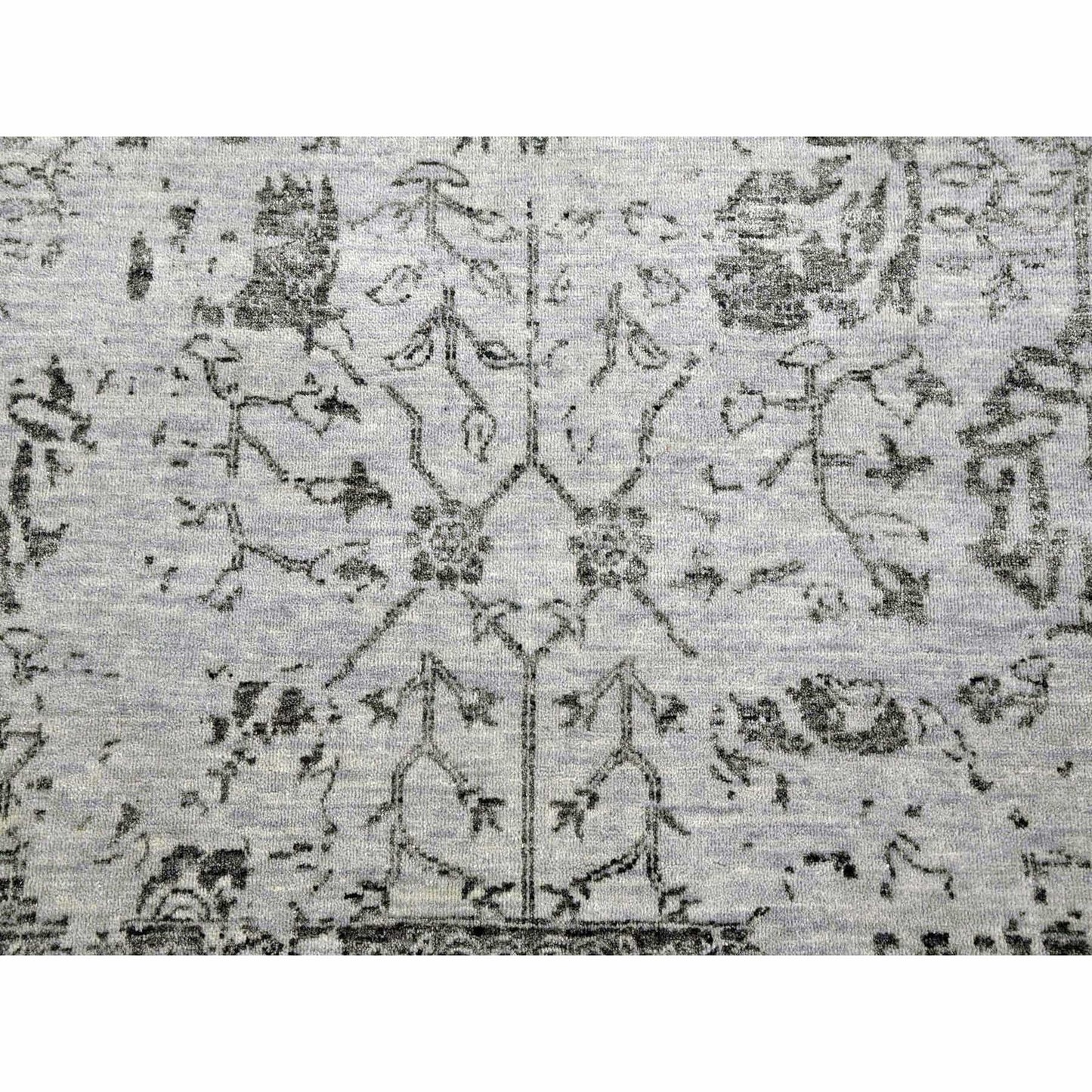 8'X9'10" Gray Wool And Silk Hand Knotted Zoroastrian Tebraz Design Rug