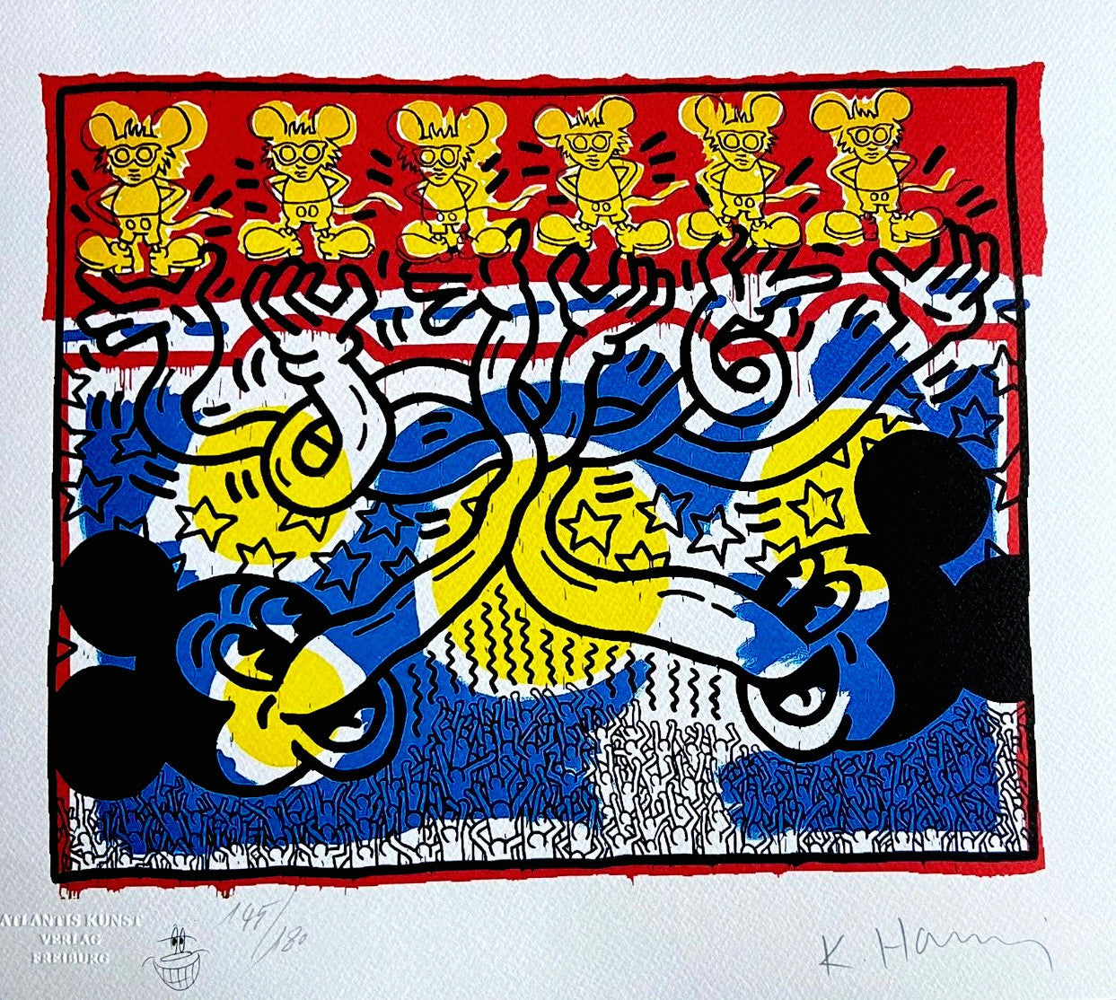 Keith Haring Coa Lithograph Signed Numbered