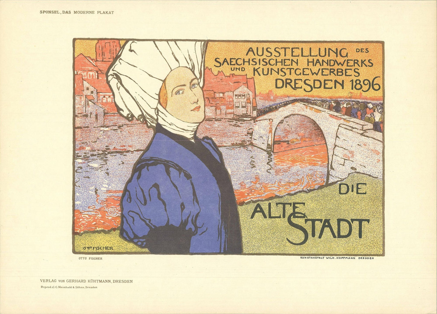 Otto Fischer Dresden, Die Alte Stadt " Lithograph