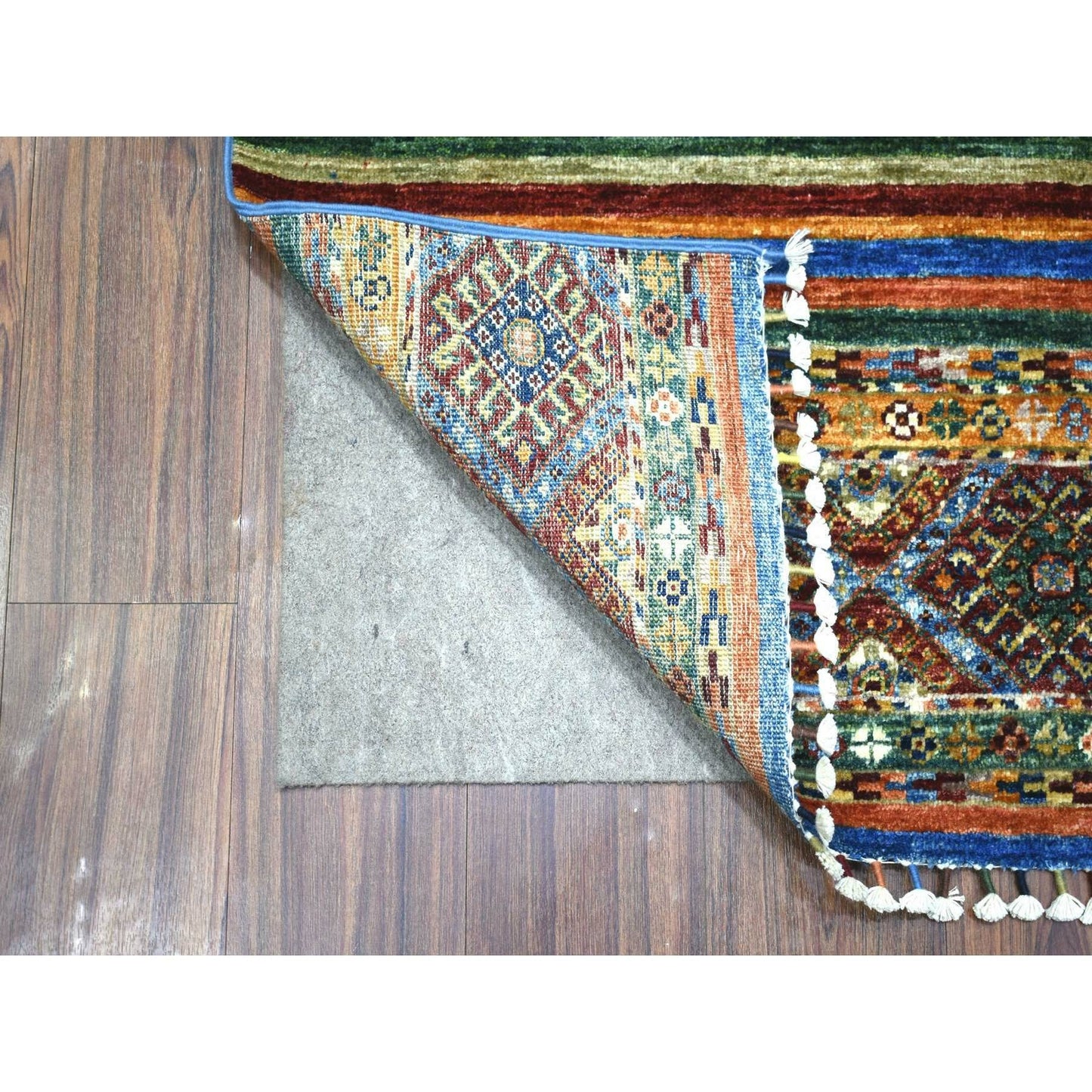 2'X3'2" Colorful Hand Knotted Afghan Super Kazak Ghazni Wool Mat Rug