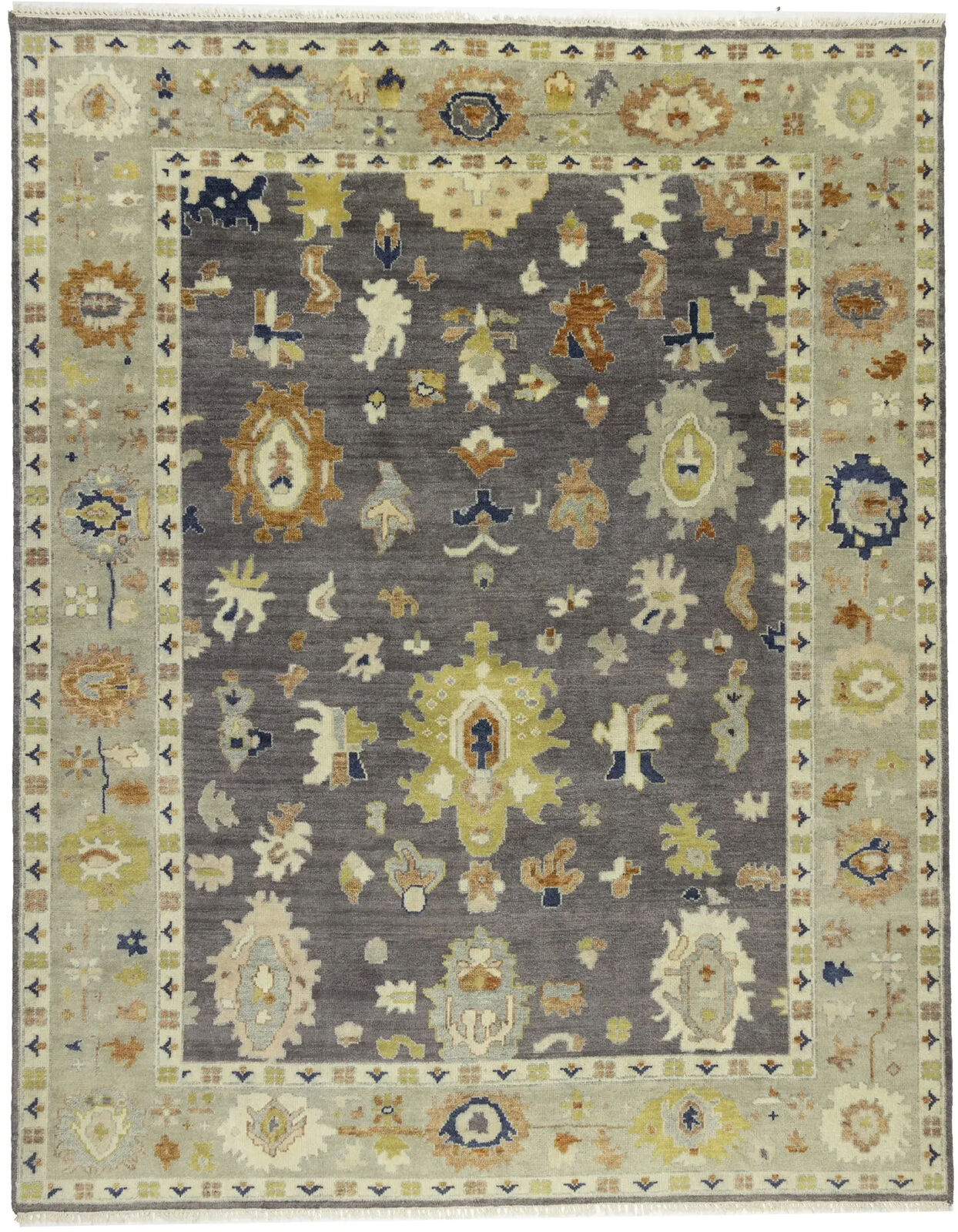 Handmade Oushak Floral Rug Colorfast Oriental