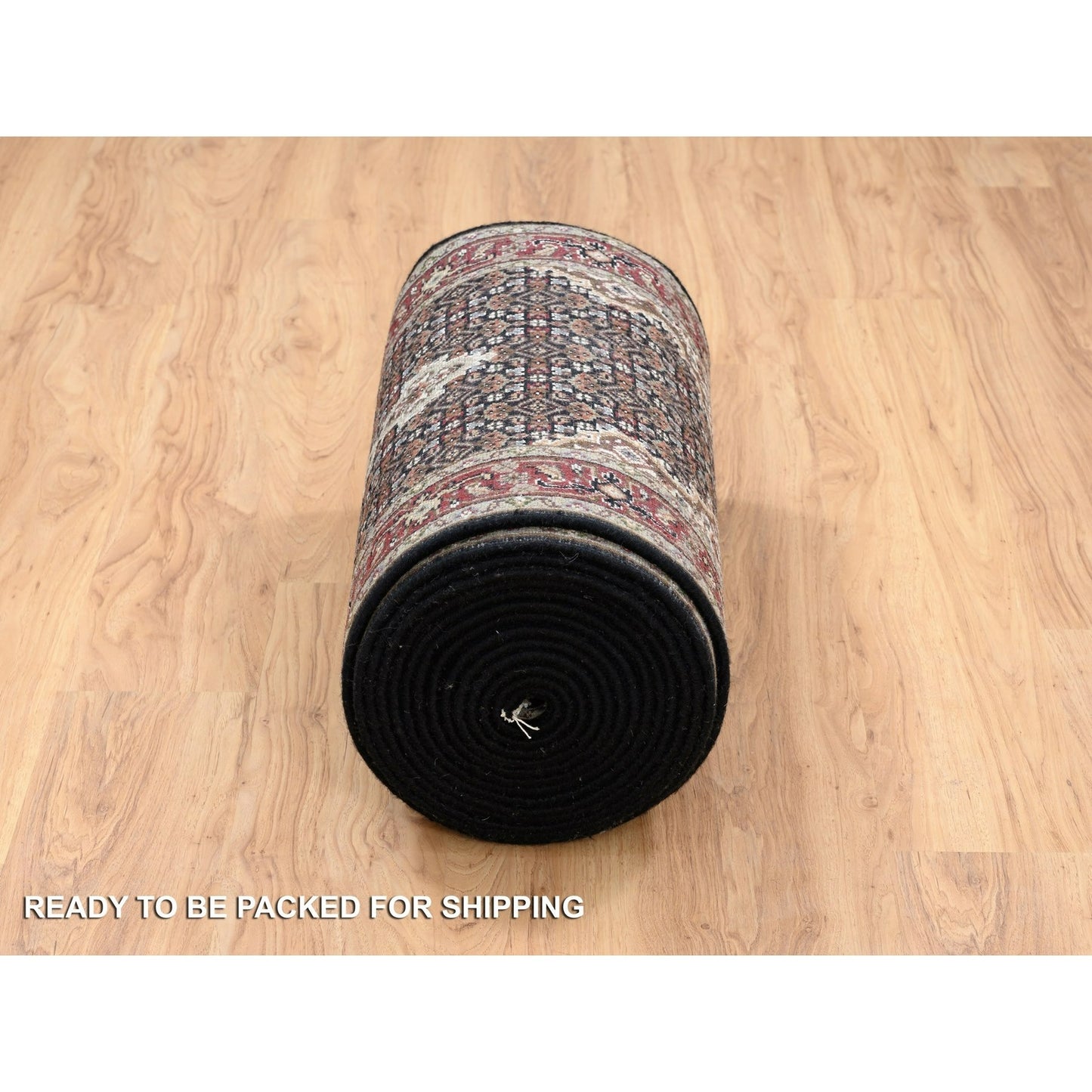 2'4"X27'1" Black Hand Knotted Tebraz Mahi Wool And Silk Runner Rug