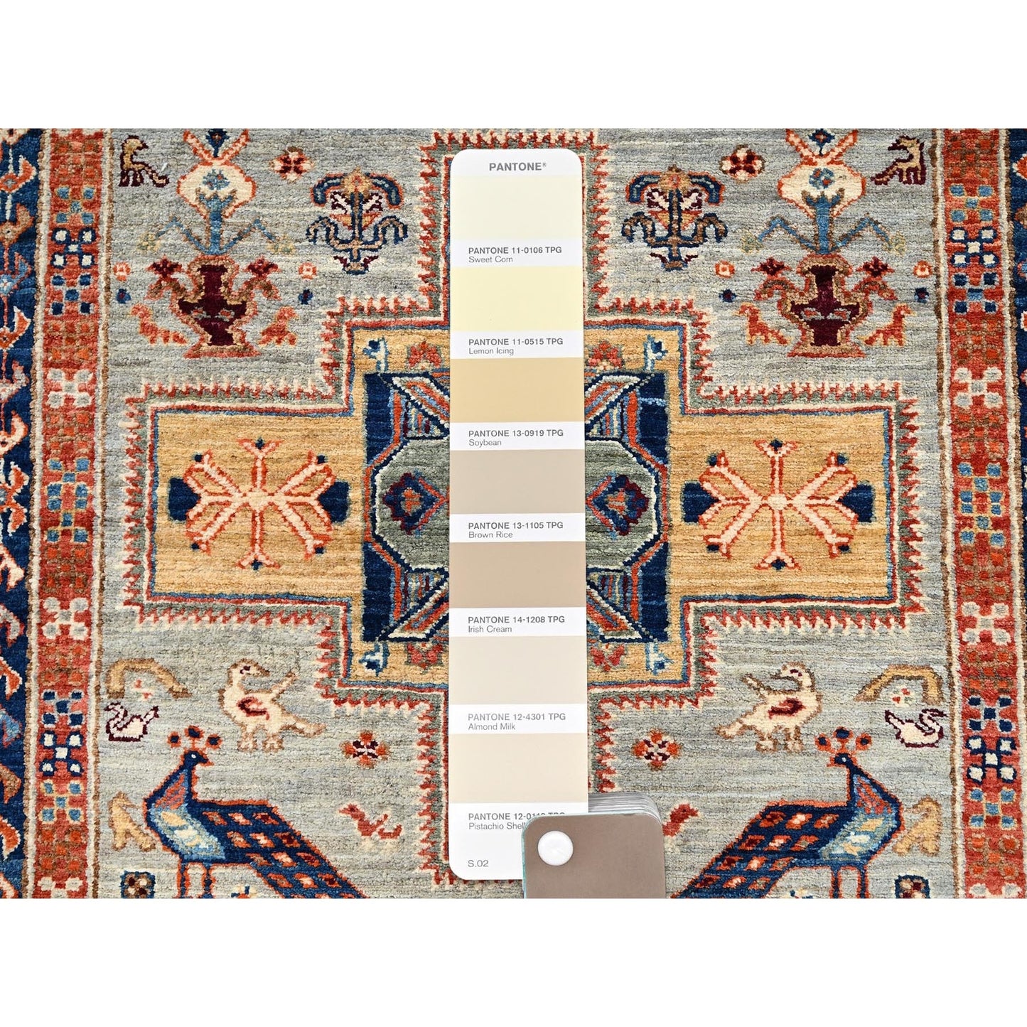 2'8"X9'7" Misty Gray Caucasian Design Soft Wool Hand Knotted Runner Rug