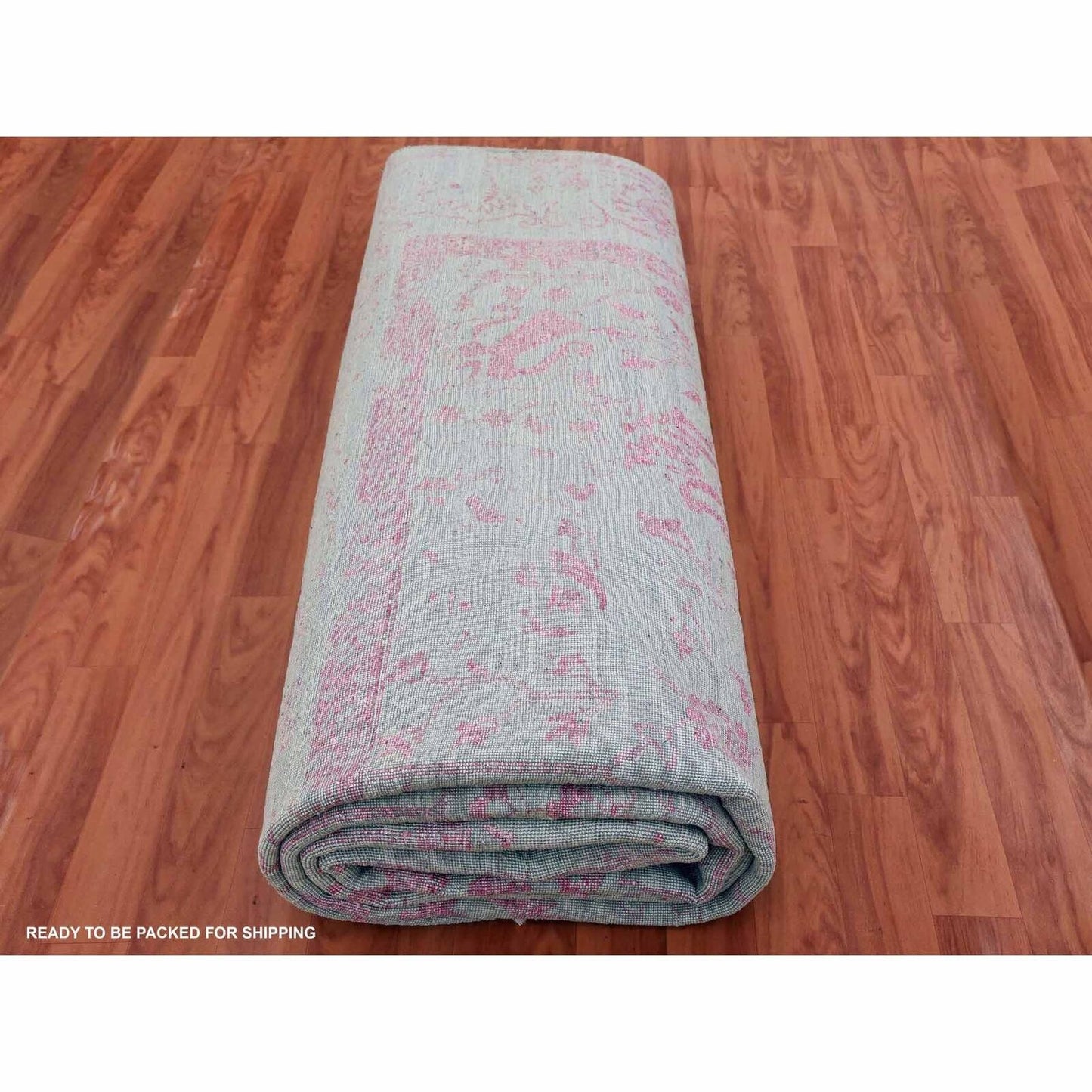 9'X11'10" Gray Broken Zoroastrian Design Wool And Silk Hand Knotted Rug