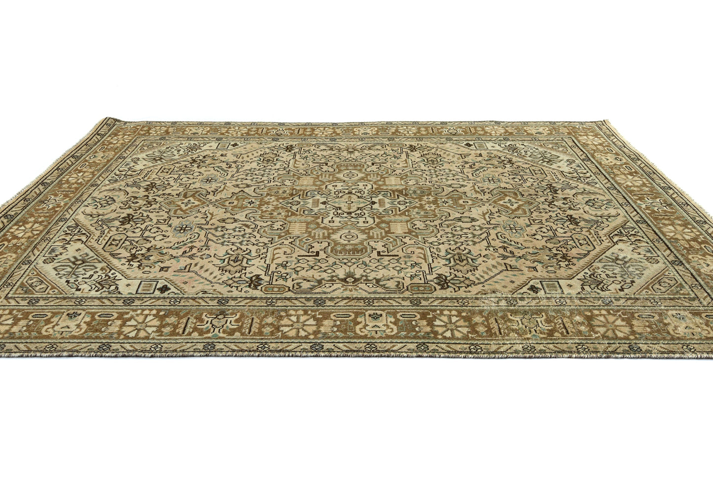 Vintage Oriental Rug Muted Floral Classic Carpet