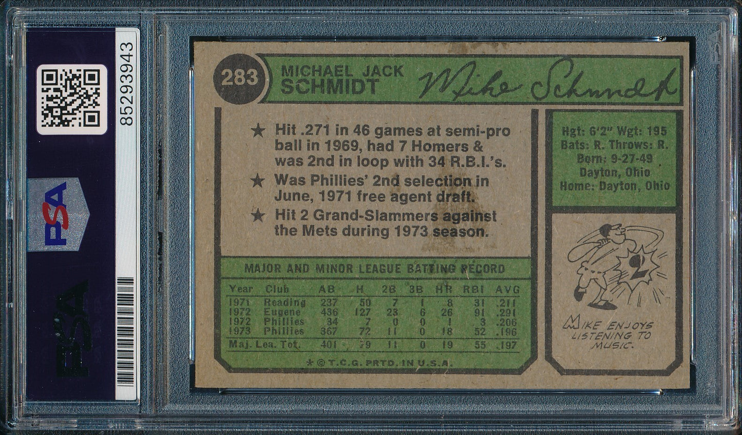 1974 Topps Mike Schmidt Phillies Card #283 Signed