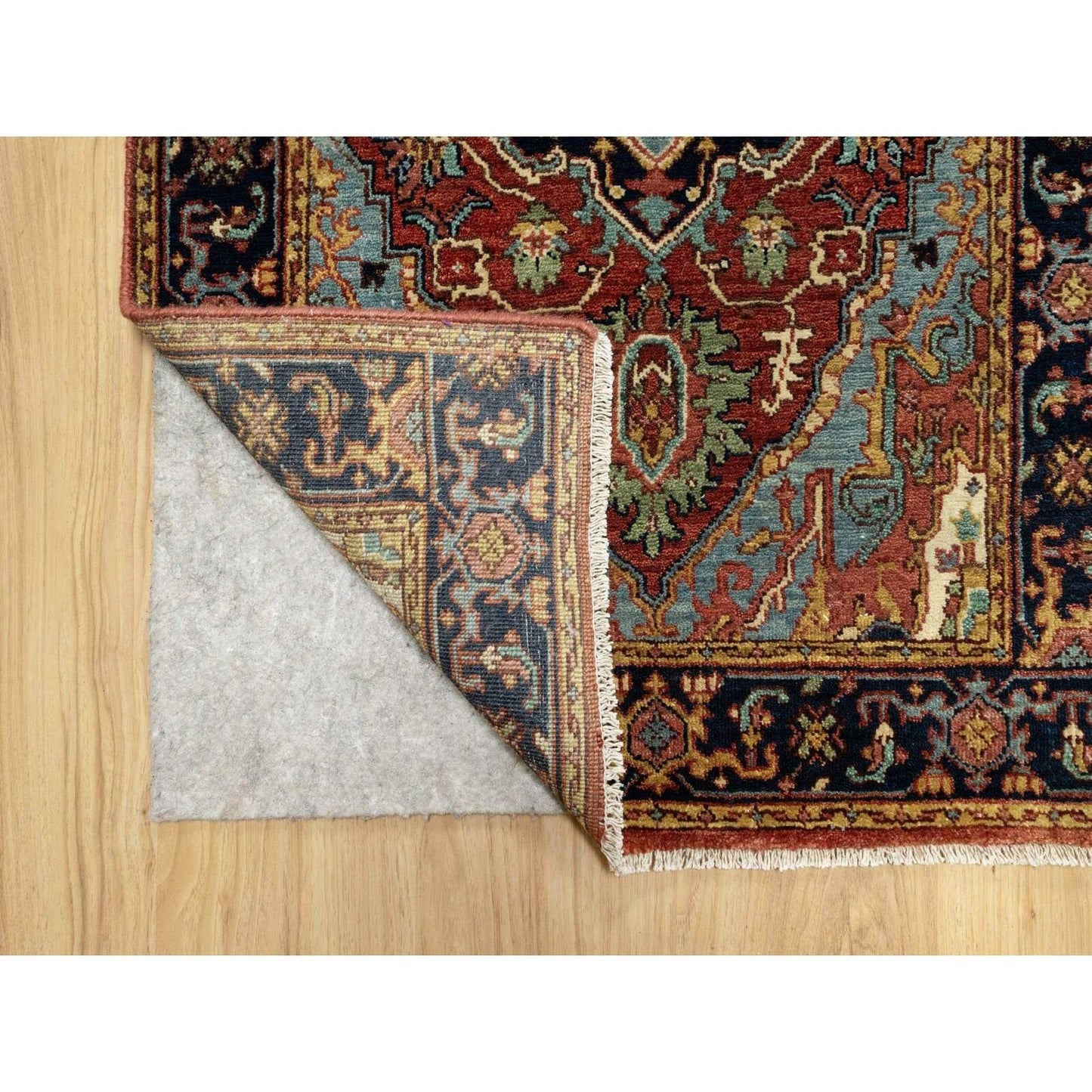 2'7"X28' Red Hand Knotted Antiqued Heri Re-Creation Wool Xl Runner Rug