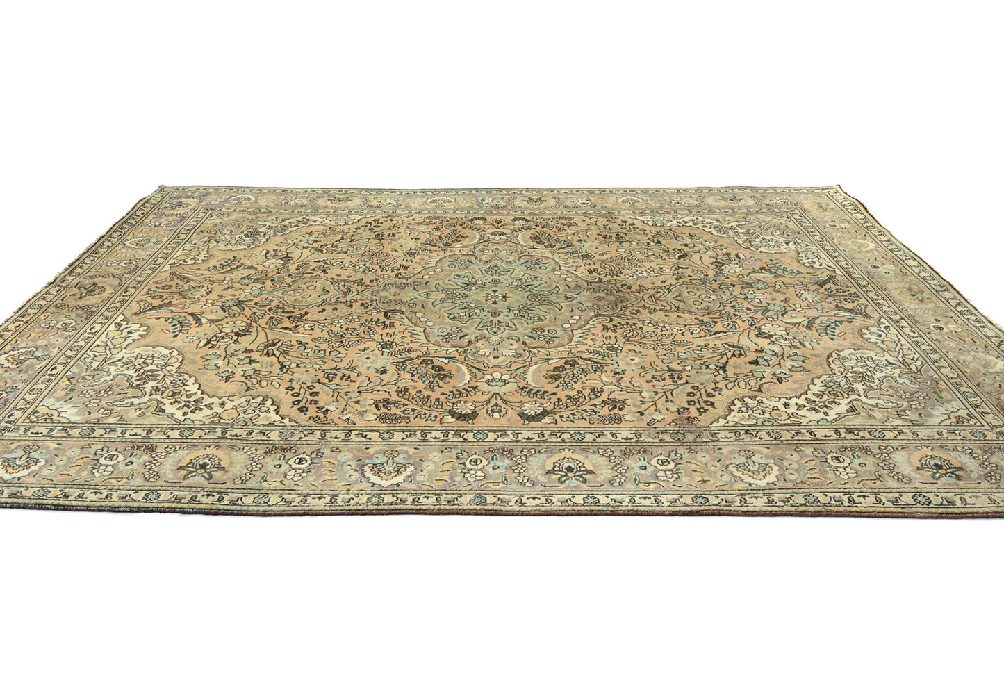 Distressed Vintage Medallion Floral Oriental Rug