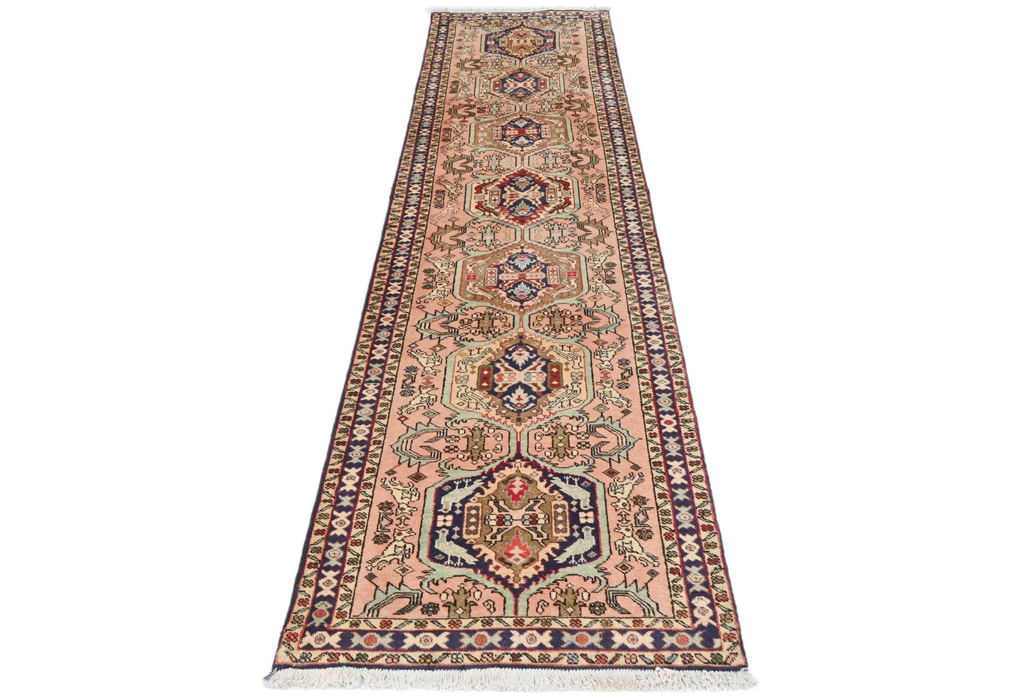 Handmade Pale Pink Oriental Runner Rug Tribal