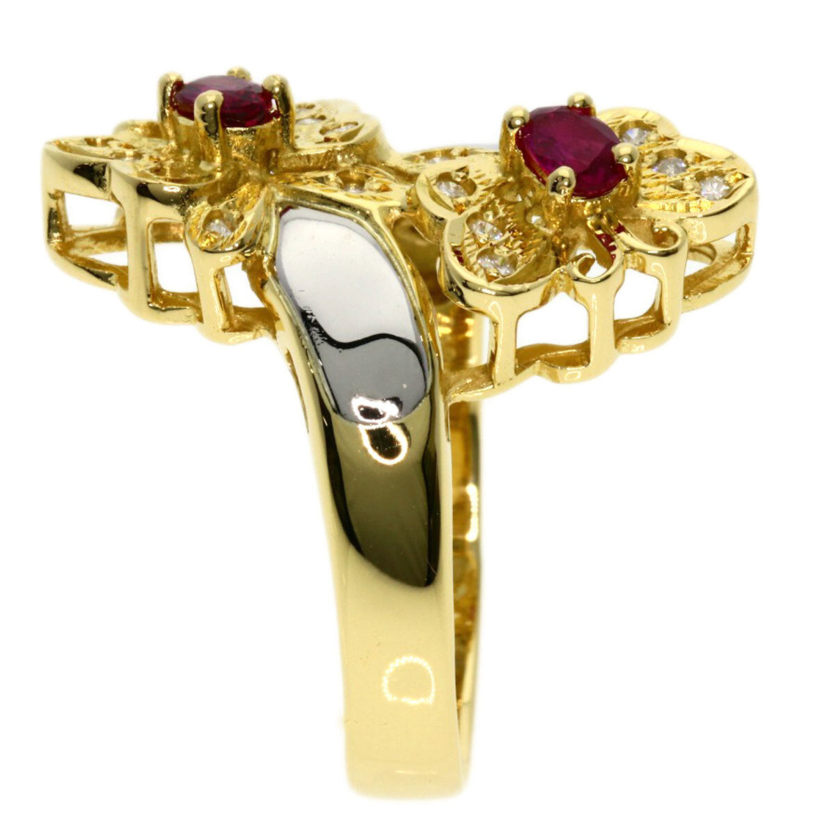 0.29ct Ruby Diamond Ring K18 Yellow Gold PT900