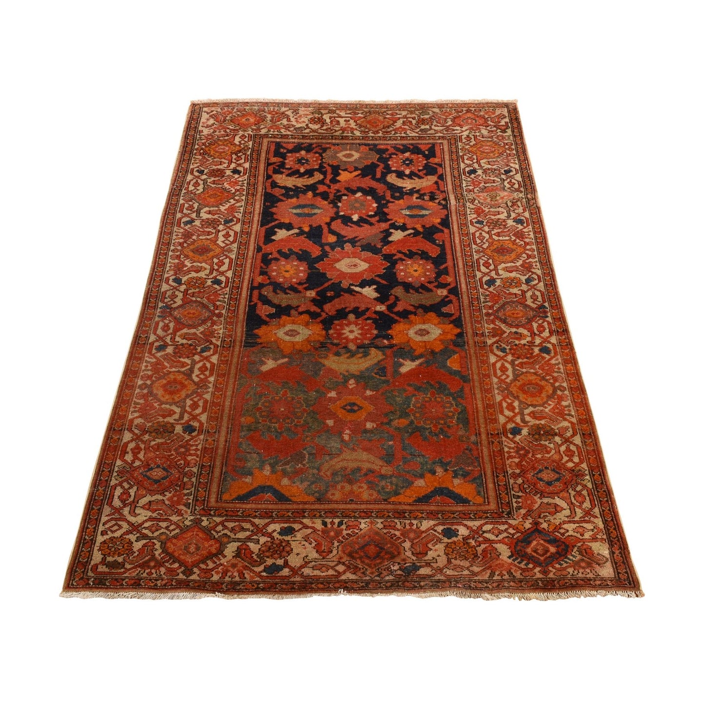 4'X6'2" Blue Antique North West Zoroastrian Clean Wool Hand Knotted Rug