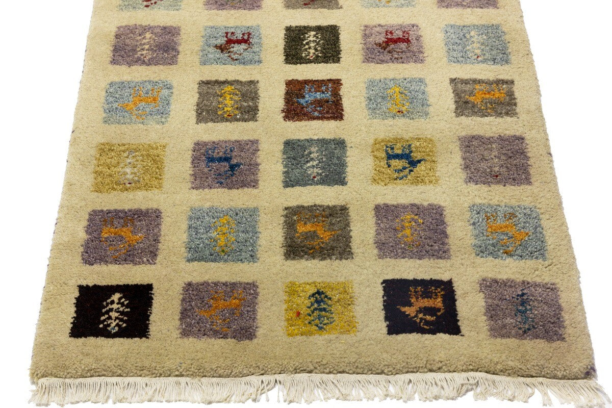 Indo-Gabbeh Pictorial Runner Rug Plush Oriental