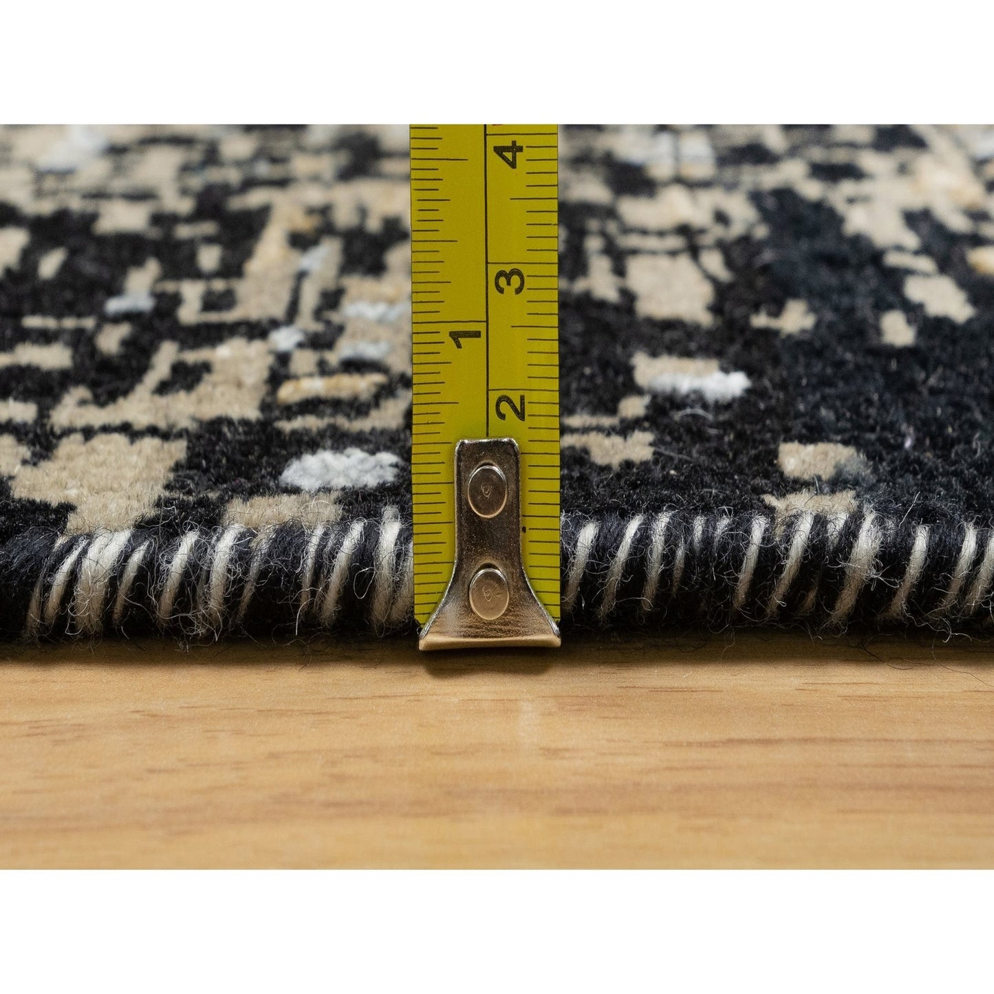 10'X14' Brown Broken And Erased Hand Knotted Silk And Wool Oriental Rug