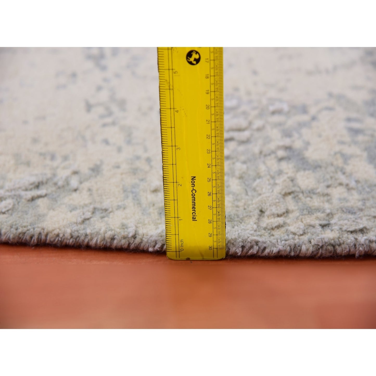 12'X12' Nimbus Gray Modern Abstract Hand Knotted Wool And Silk Round Rug