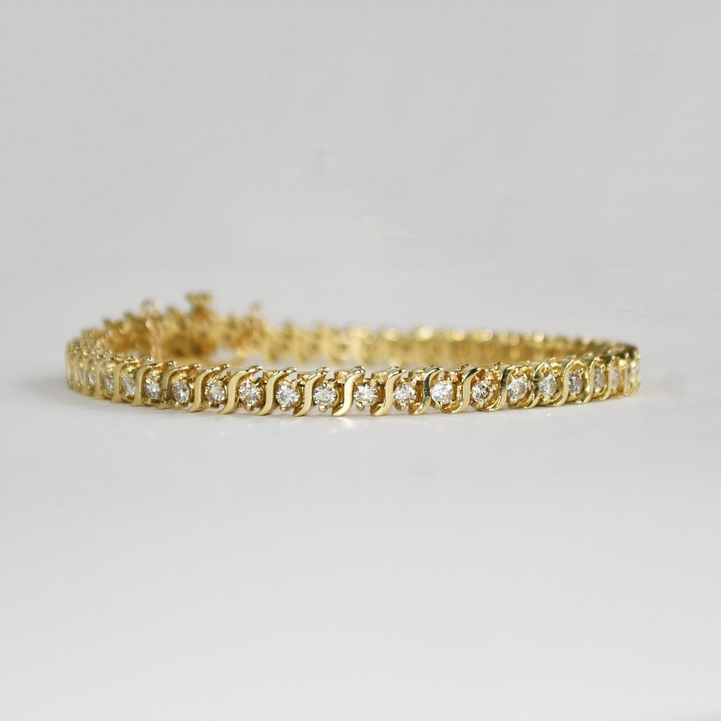 14K Yellow Gold Diamond Tennis Bracelet 2.00Ct