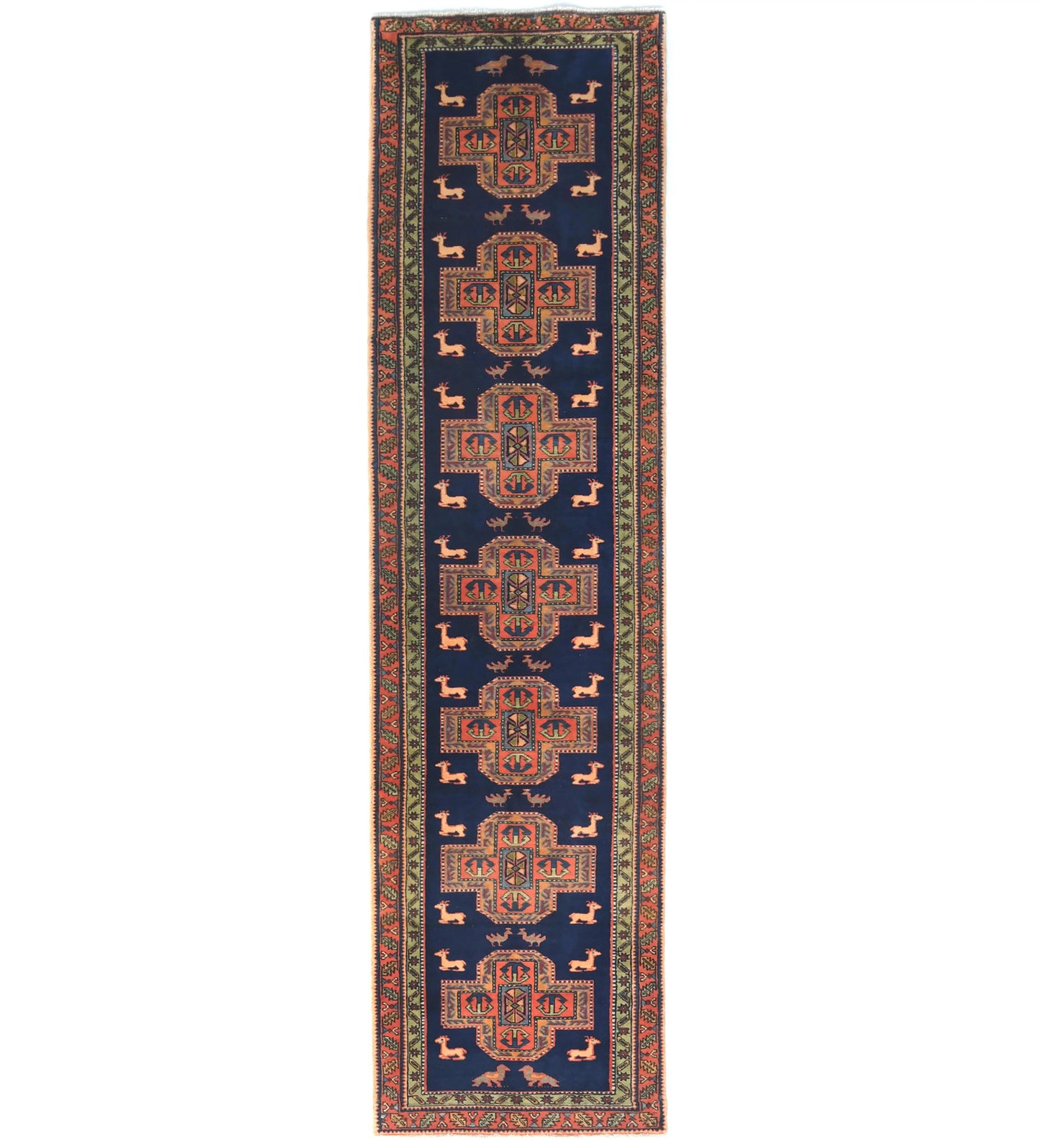 Vintage Purple-Navy Pictorial Design 3X11 Ft