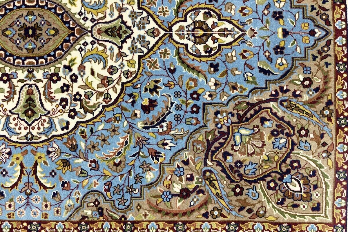 Hand-Knotted Kirman Oriental Rug 6X8 Ft Blue