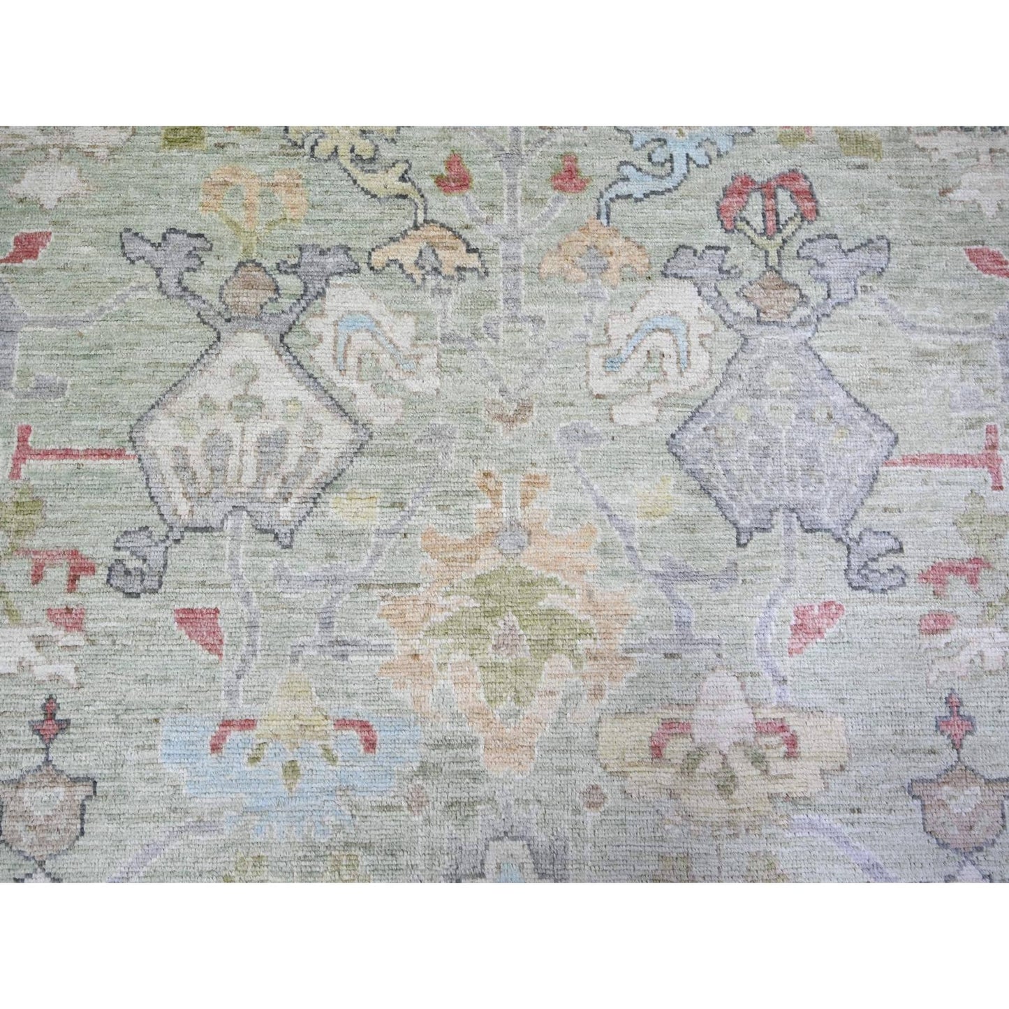 11'6"X15'7" Green Afghan Angora Oushak Wool Hand Knotted Oversized Rug