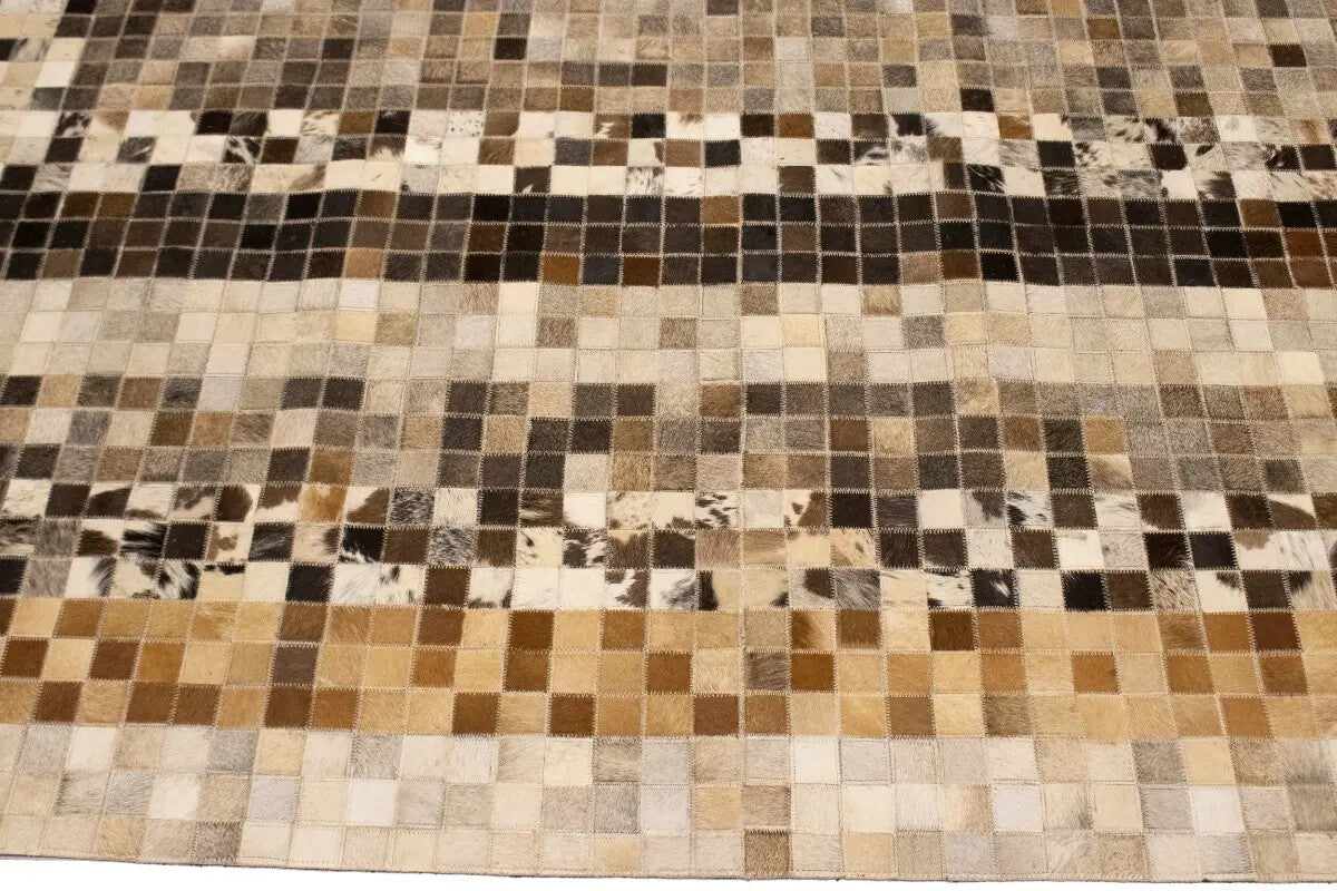 8X10 Ft Contemporary Multicolored Cowhide Leather