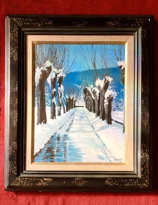 Jordi Vall Escriu "Snow Path" Original Oil Painting On Canvas Signed Spanish Art