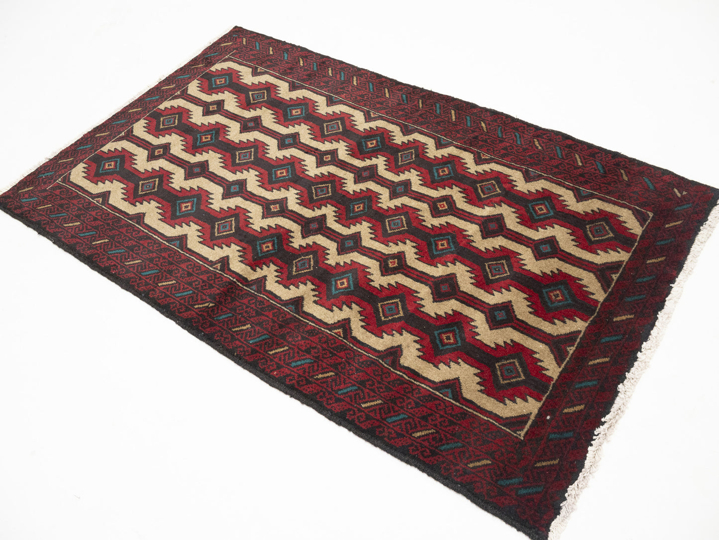 Vintage Hand-Knotted Oriental Rug 4X6 Ft Tribal