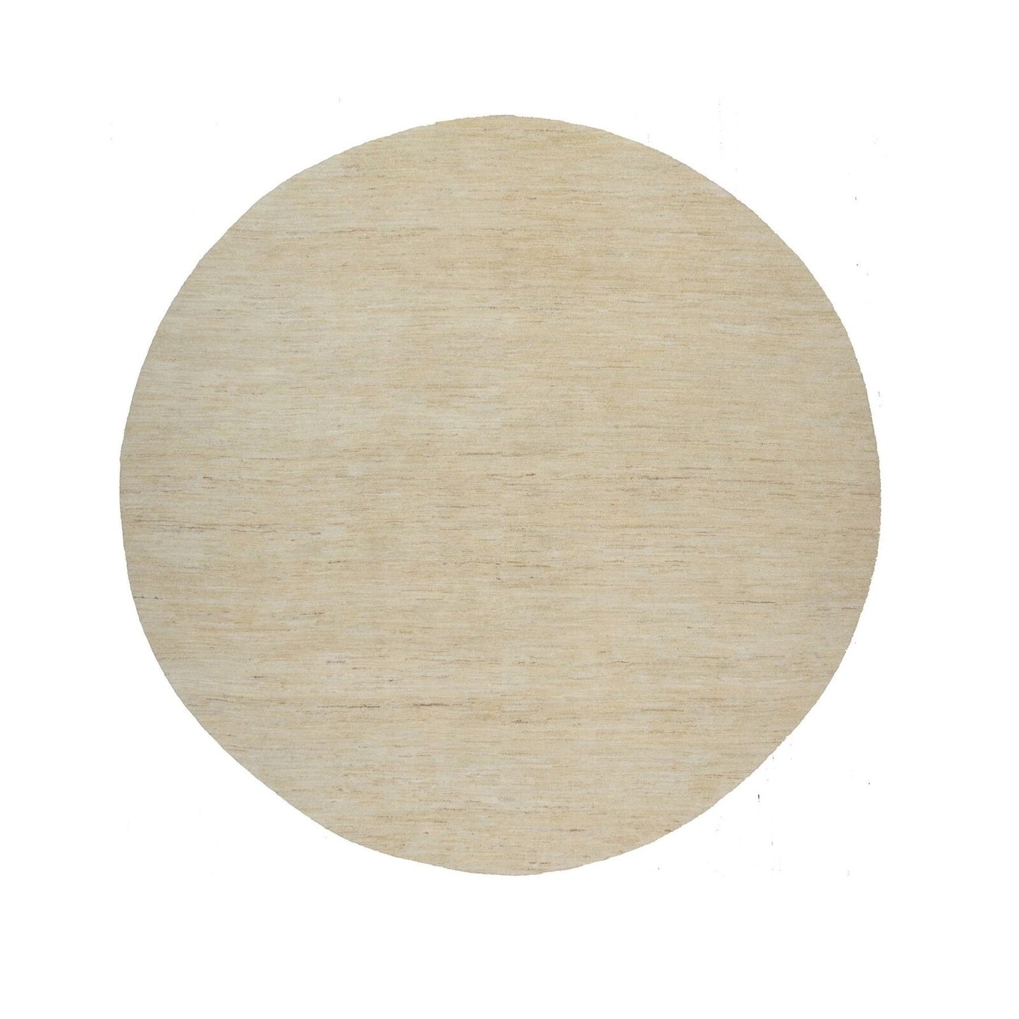 7'9"X7'9" Bone White Pure Wool Modern Plain Design Hand Knotted Round Rug