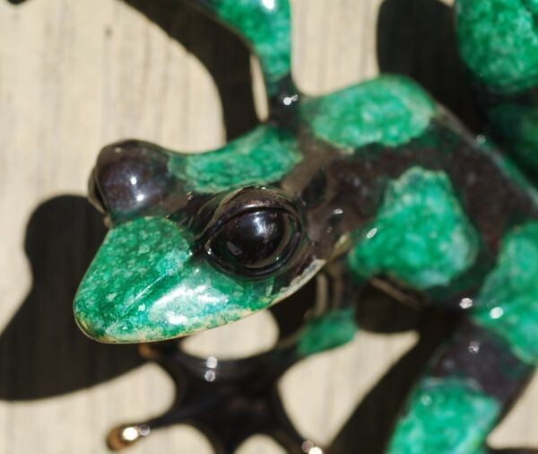 Tim Cotterill (Frogman) 8.8In Green Frog 1780/2000 Signed 1997 Bronze Painted