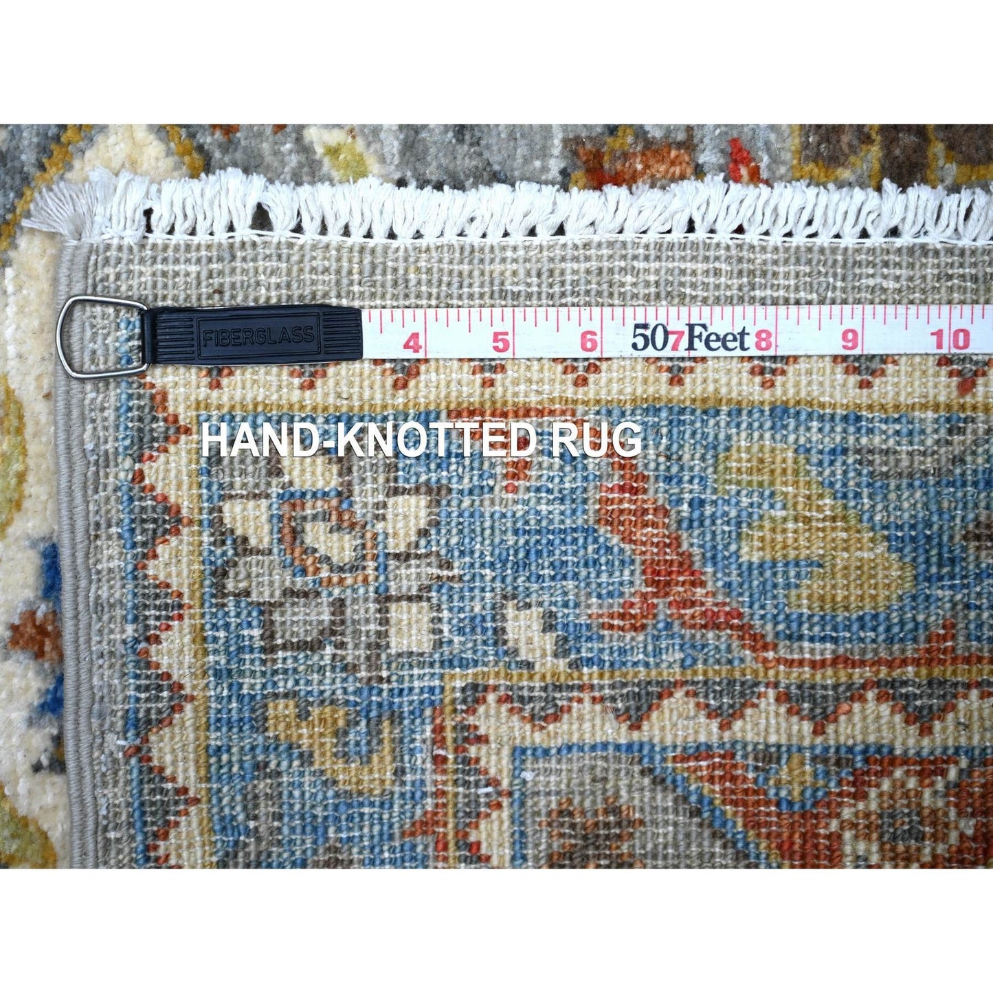 2'6"X7'9" Gray Fine Aryana Caucasian Ashtafa Hand Knotted Oriental Rug