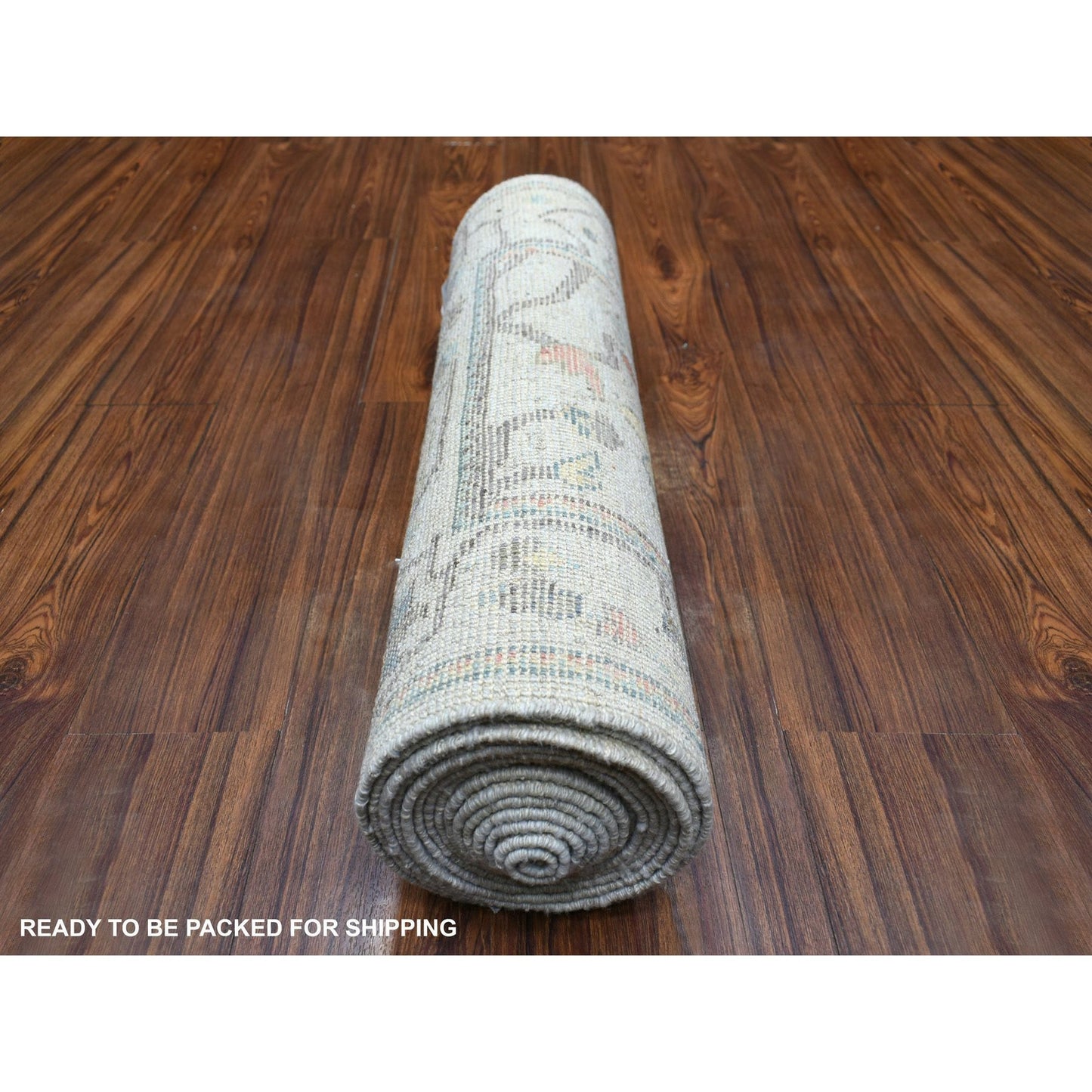 2'6"X16'1" Gray, Pure Wool Hand Knotted Afghan Angora Ushak Xl Runner Rug