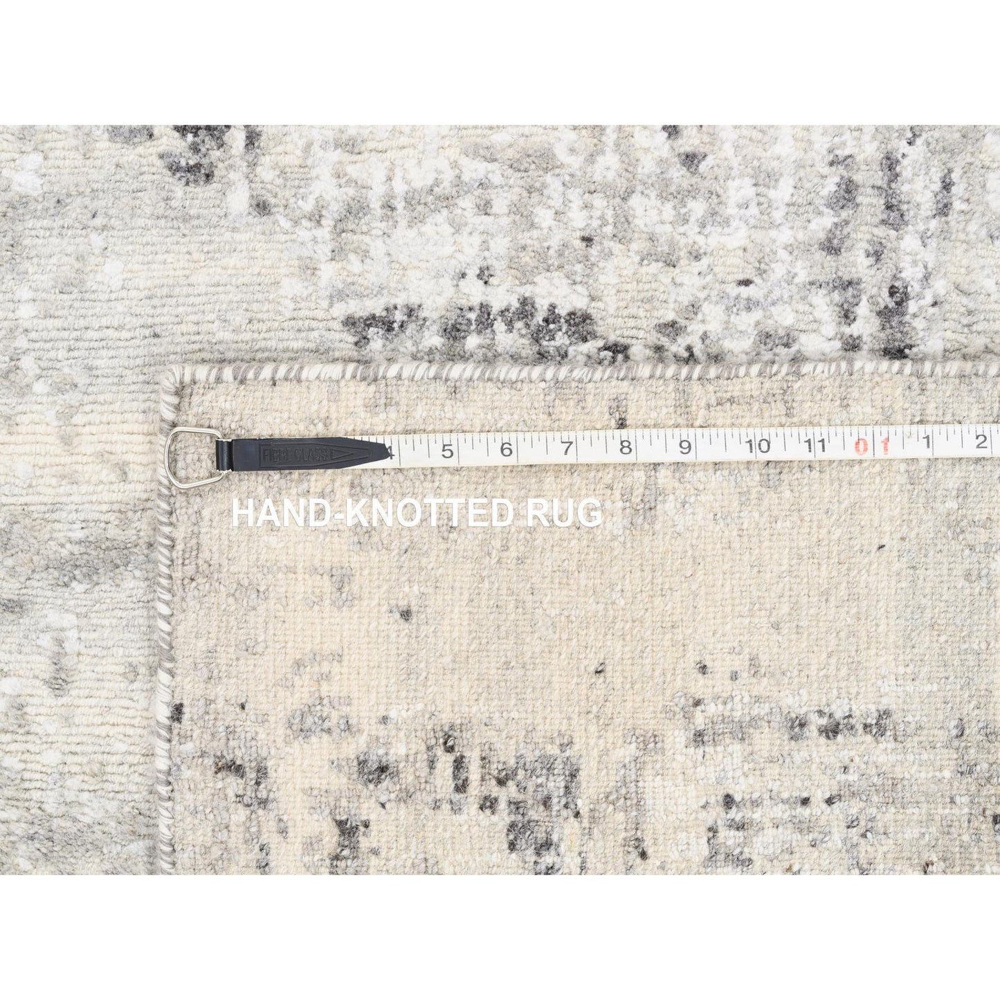 2'5"X10' Undyed Natural Wool Modern Hand Knotted Light Gray Runner Rug