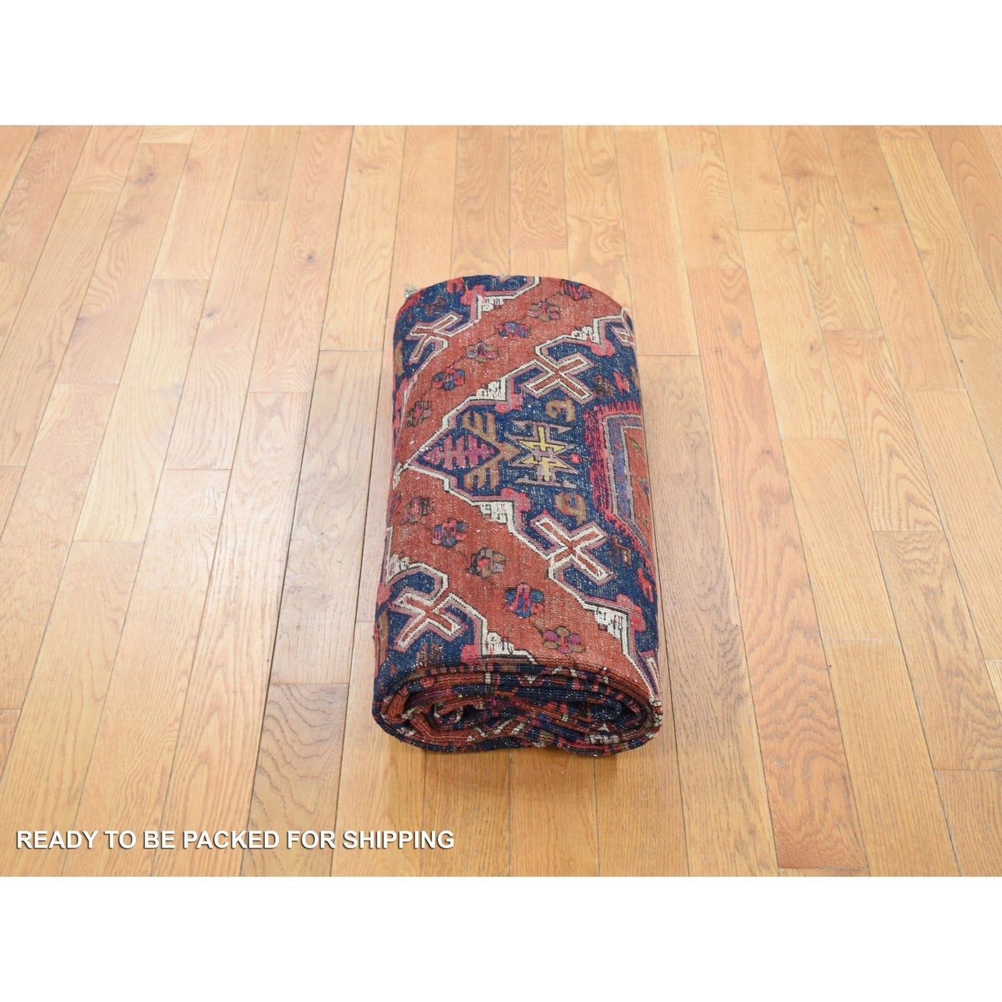 7'X11' Cinnamon Red Antique Caucasian Soumak Pure Wool Hand Knotted Rug