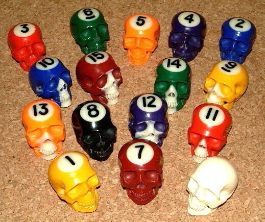 Lee Downey - Skull Sculpture Billiard Balls Rare Custom Made Jewelry Hand Carved