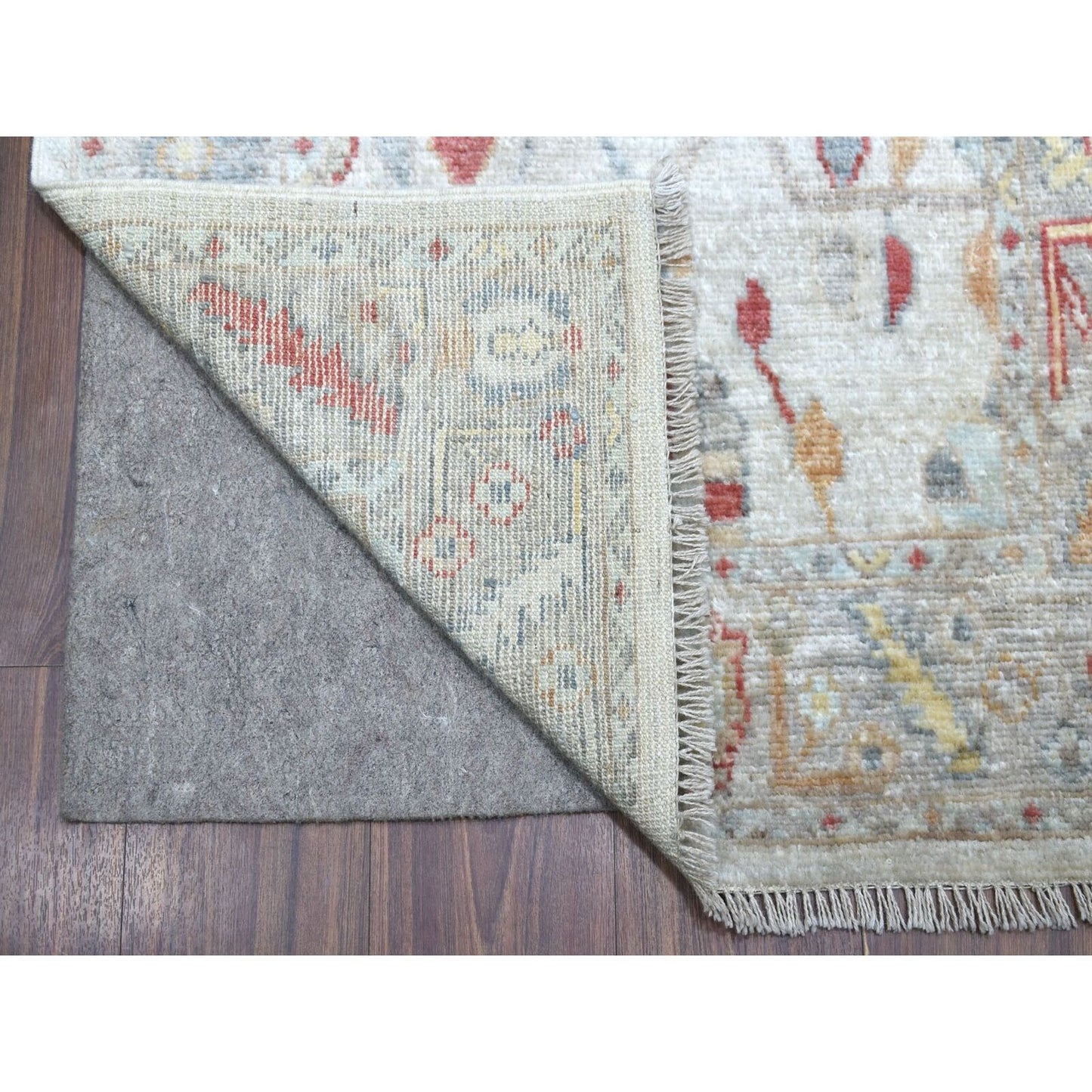 2'8"X16'1" Gray Angora Oushak With Soft Colors Pure Wool Hand Knotted Rug