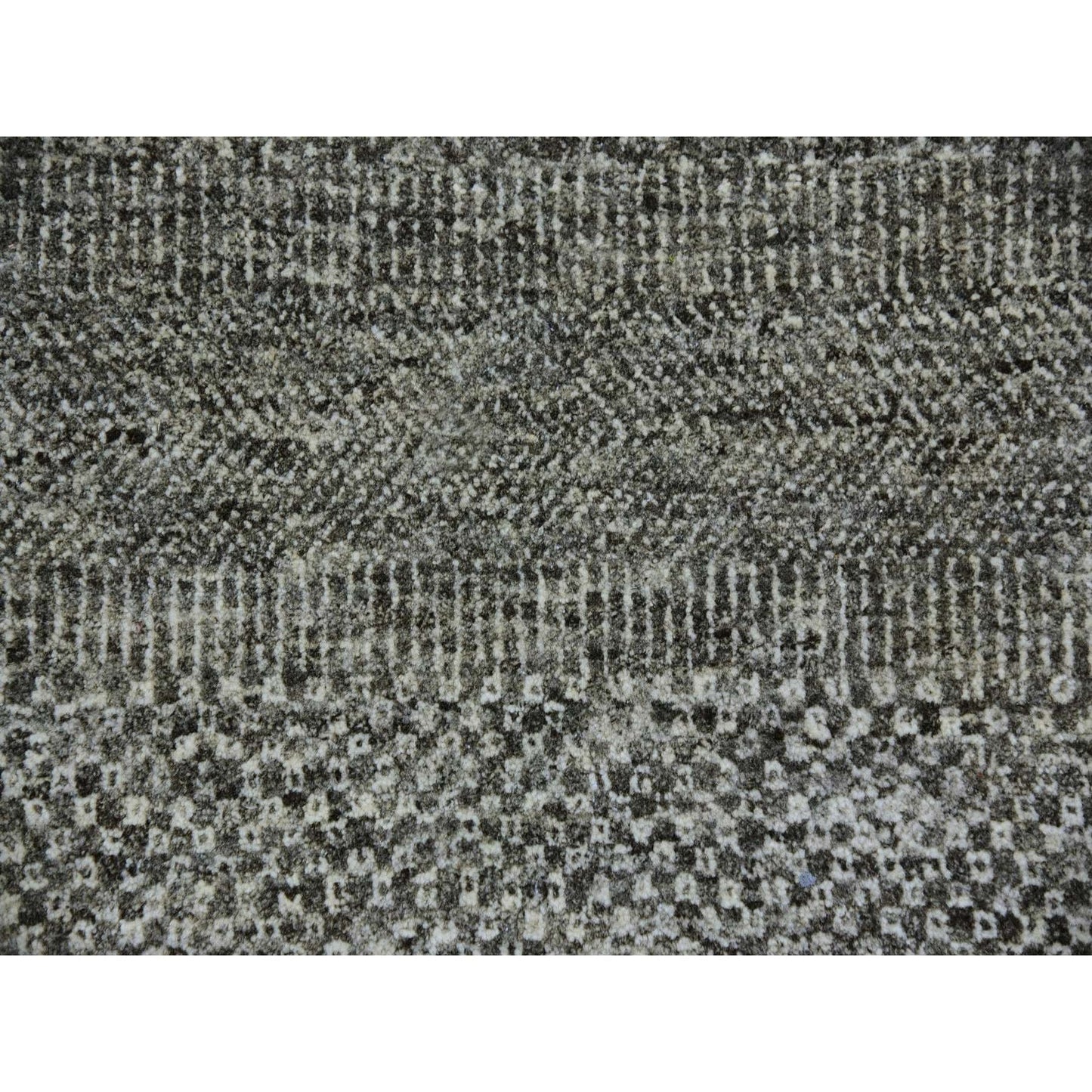 12'X12'2" Neutral Gray Hand Knotted Grass Design Undyed Wool Square Rug