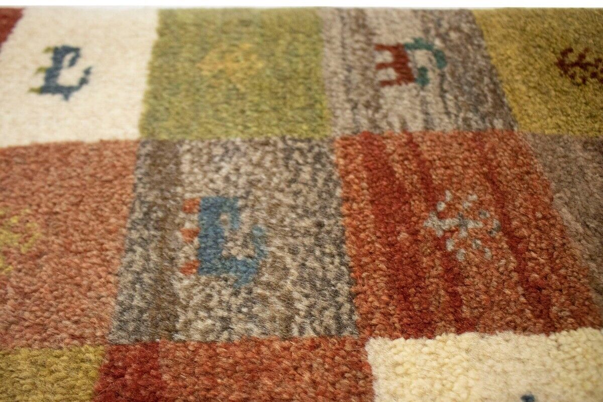 2X3 Ft Hand-Knotted Multicolored Gabbeh Rug Plush