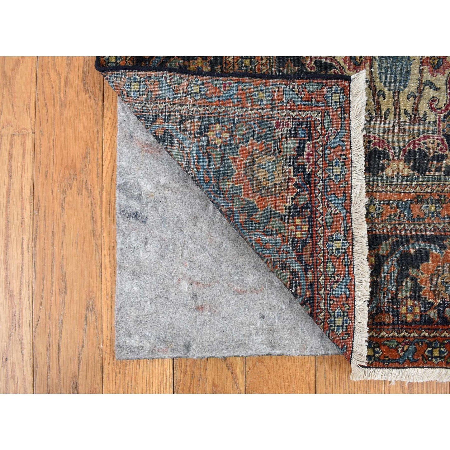 4'1"X6'4" Midnight Blue Antique Zoroastrian Pure Wool Hand Knotted Rug