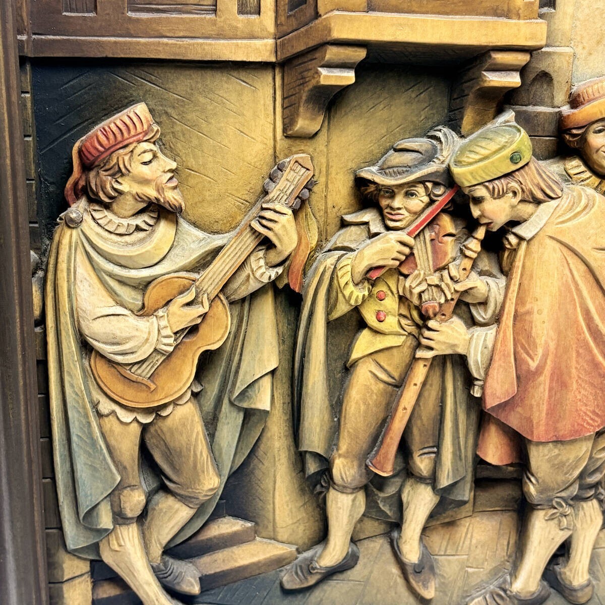 Anri Hand Carved Wood Carl Spitzweg Plaque Relief Mural Sculpture