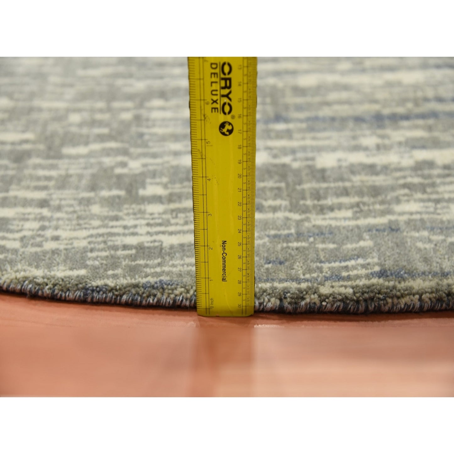 10'X10' Gray Modern Ombre Organic Wool Hand Knotted Round Oriental Rug